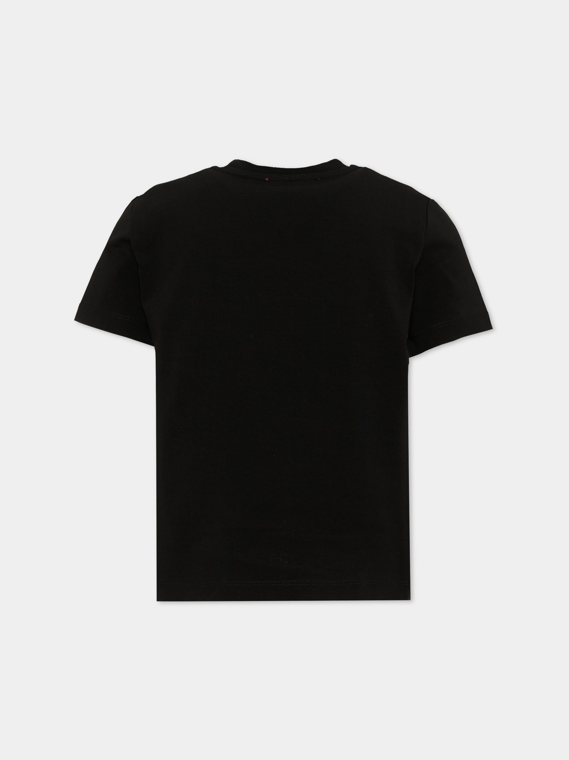 T-Shirt nera per bambina con logo,Diesel,J02450 0AFAA K900