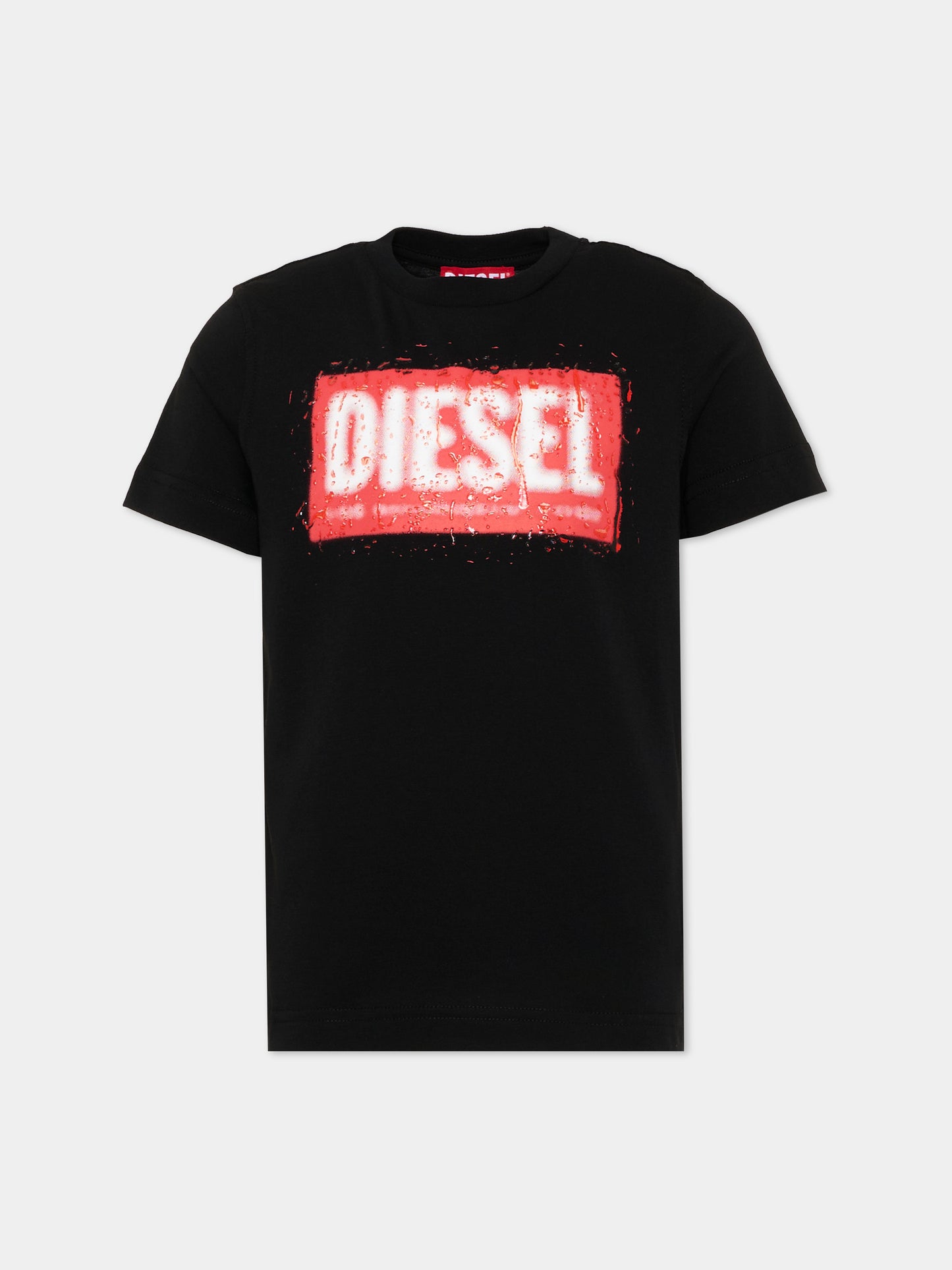 T-Shirt nera per bambino con logo,Diesel,J02476 00YI9 K900
