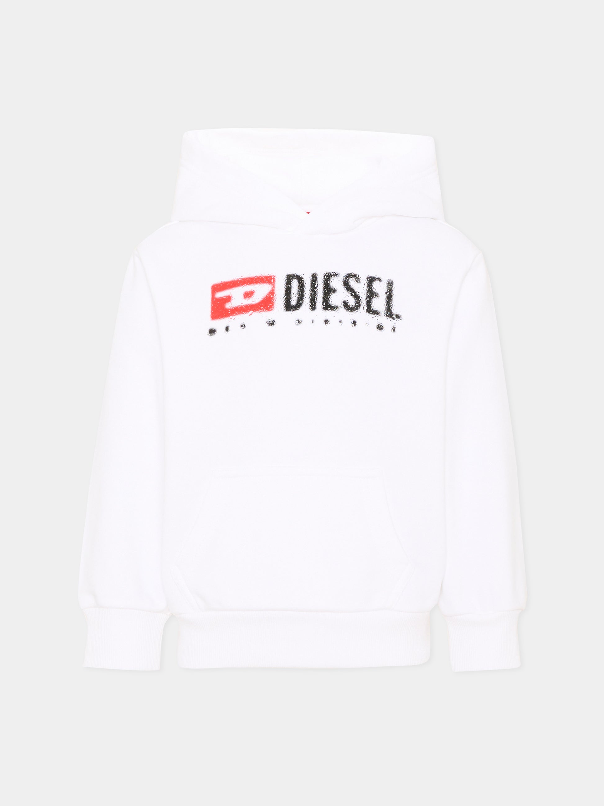 Felpa bianca per bambino con logo,Diesel,J02485 KYAZ3 K100