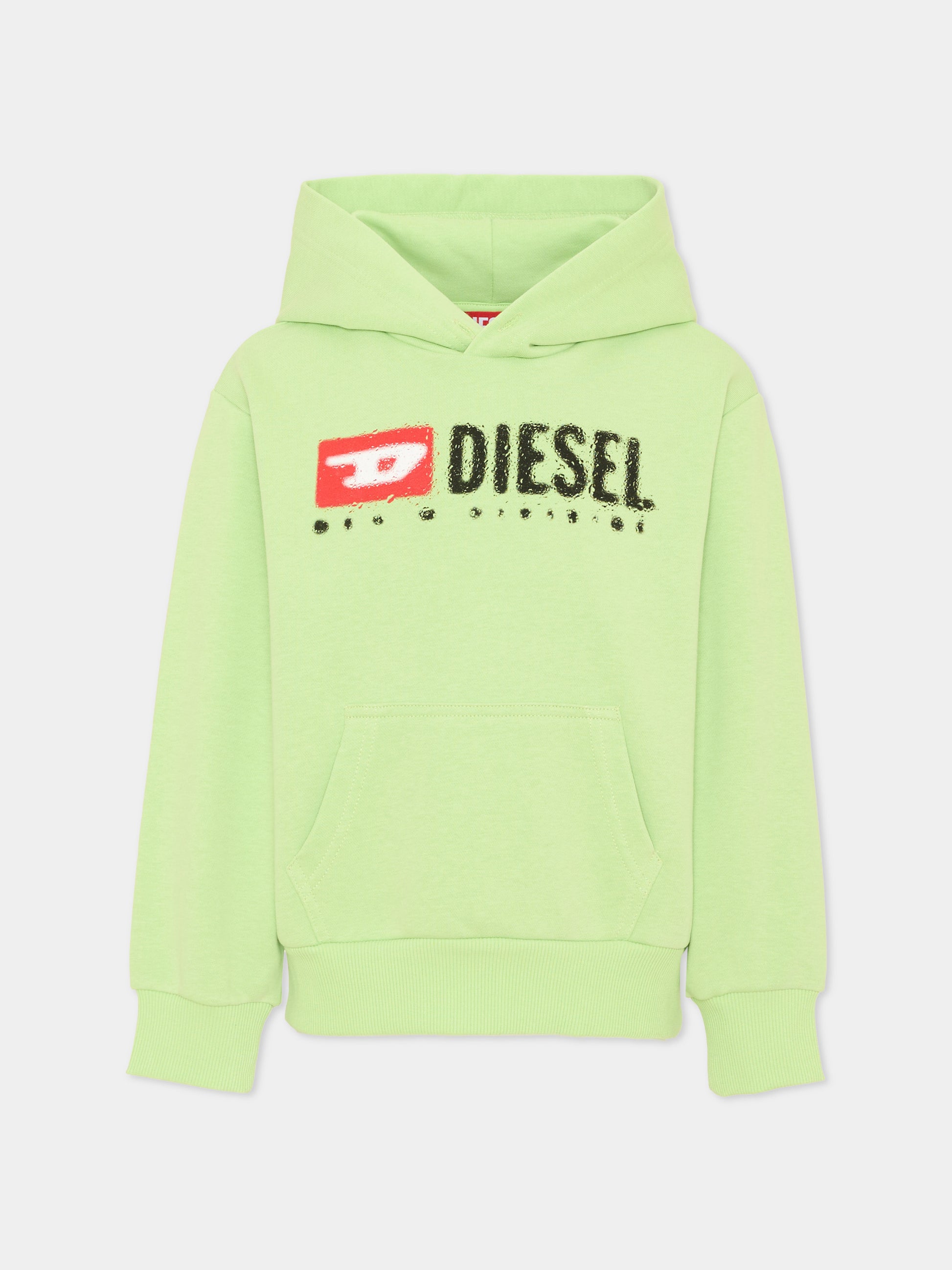 Felpa verde per bambino con logo,Diesel,J02485 KYAZ3 K504