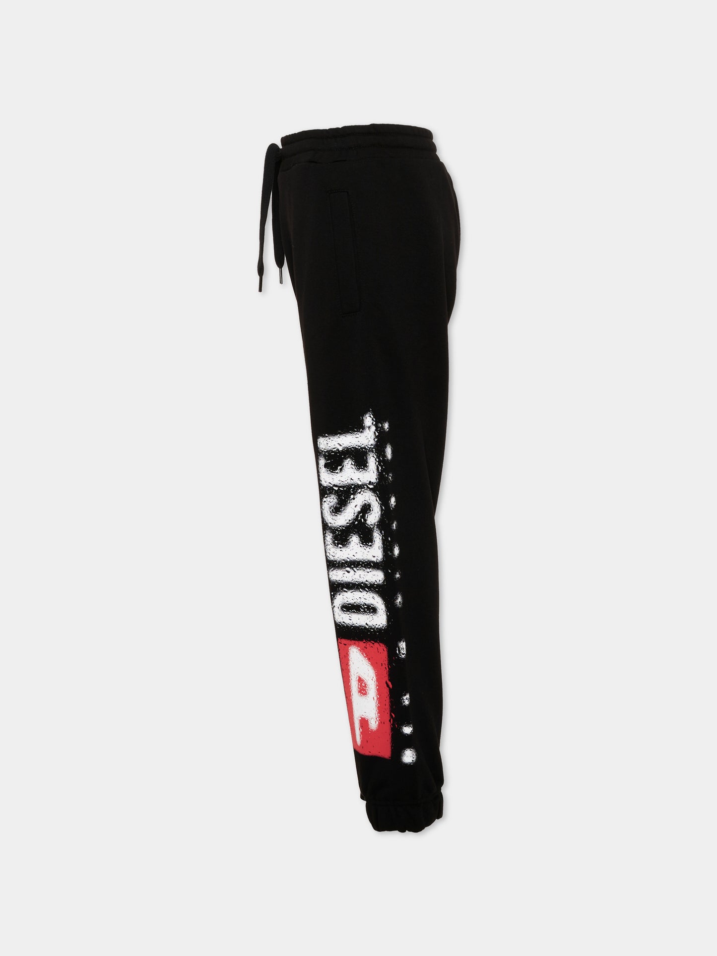 Pantaloni sportivi neri per bambino con logo,Diesel,J02445 KYAZ3 K900