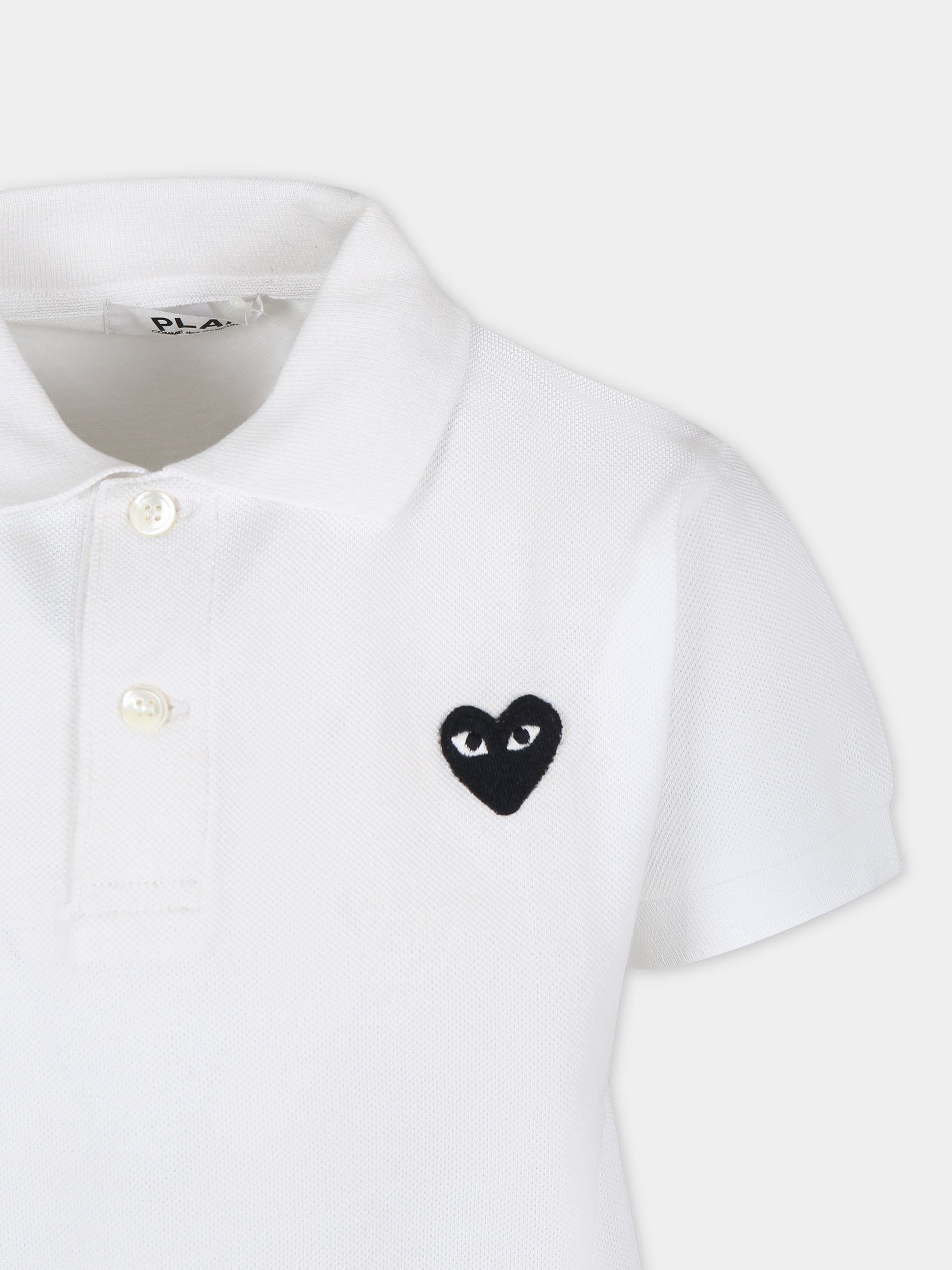 Polo bianca per bambino con cuore,Comme Des Garçons Play Kids,AZ-T565 P1T565