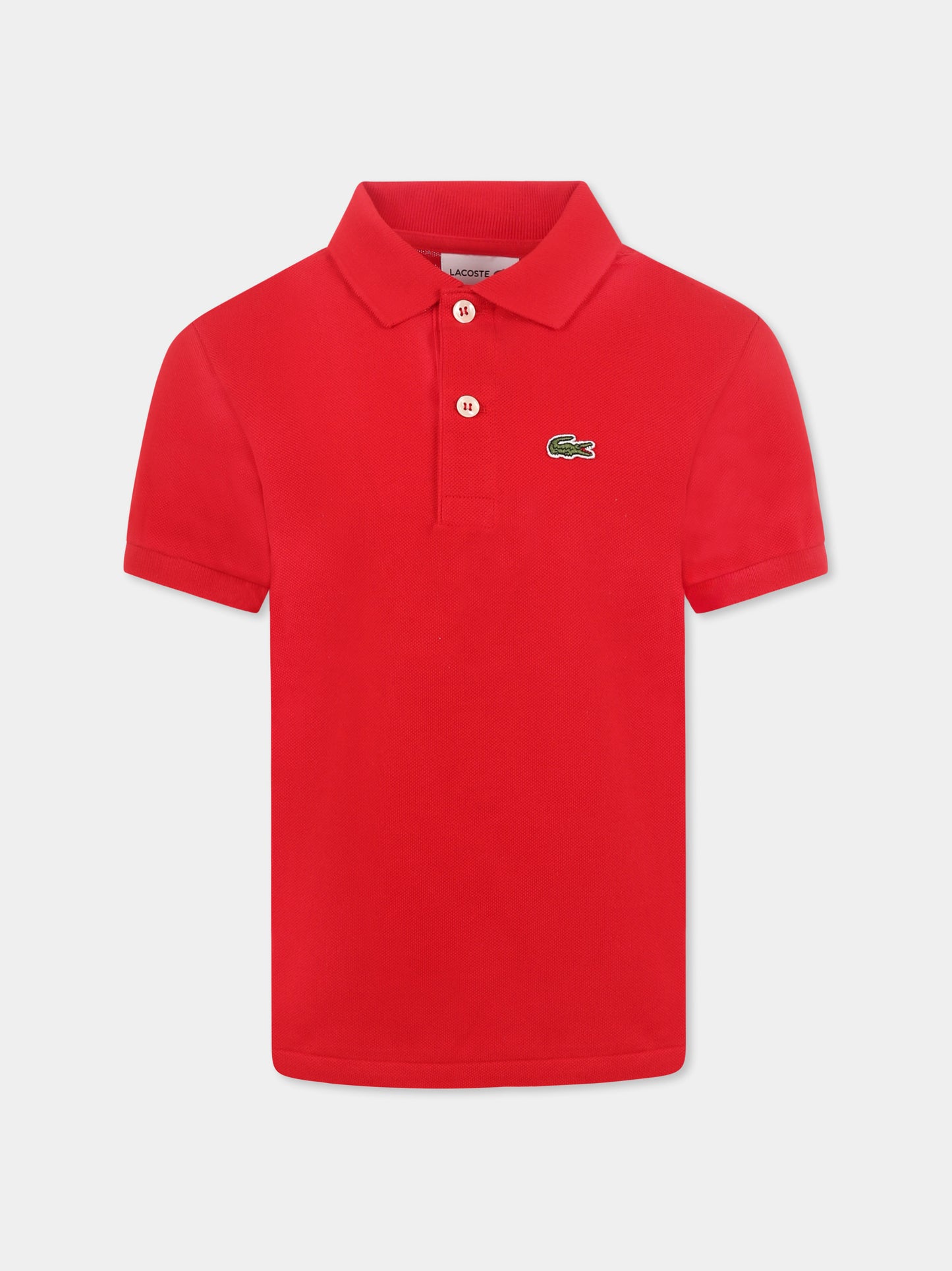 Polo rossa per bambino con coccodrillo verde,Lacoste,PJ2909 00 240