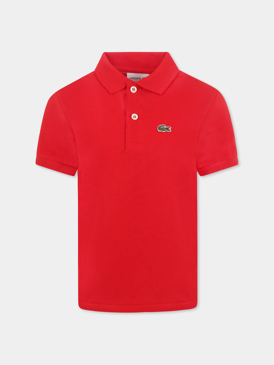 Polo rossa per bambino con coccodrillo verde,Lacoste,PJ2909 00 240