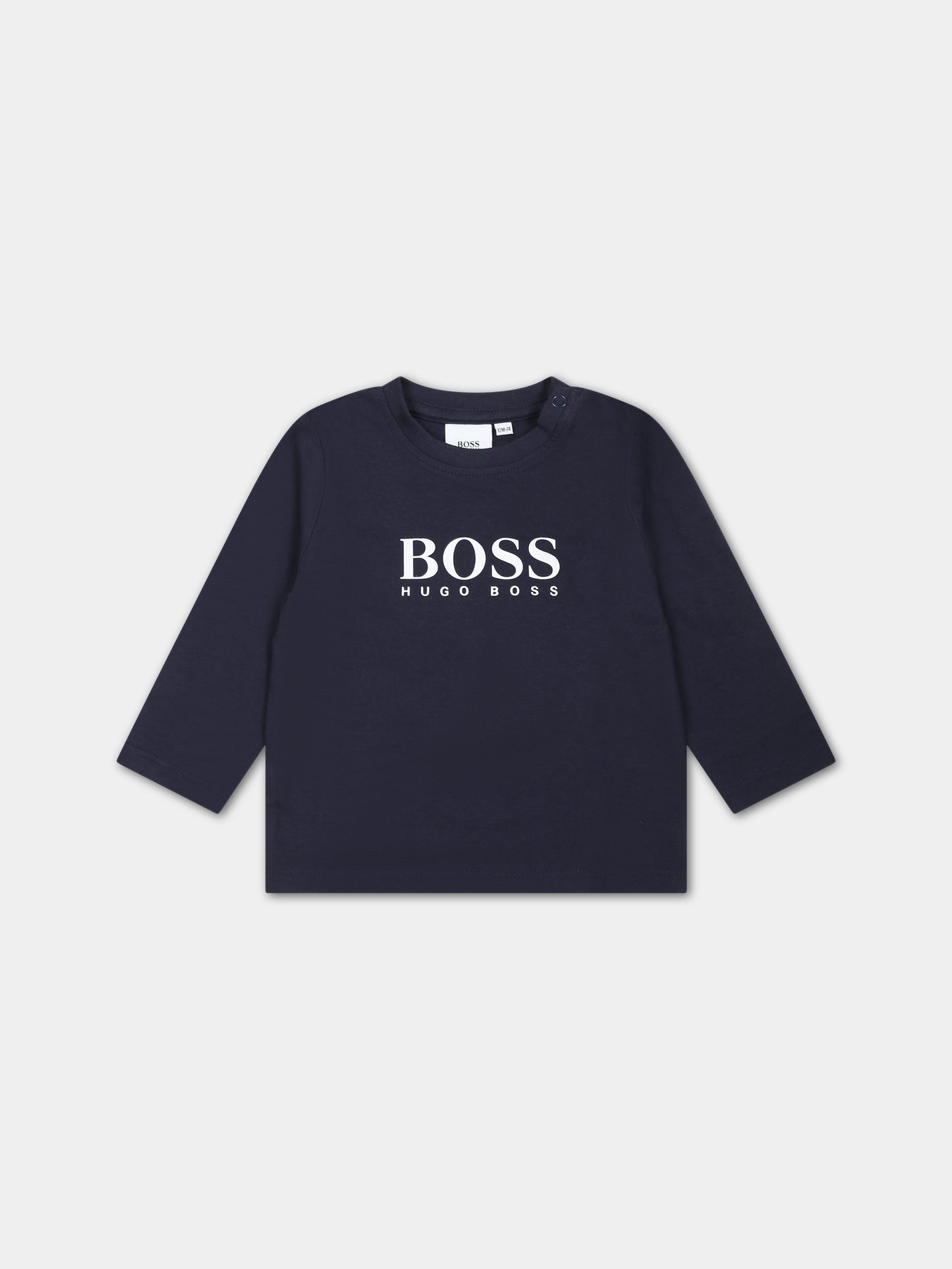 T-shirt blu per neonato con logo,Hugo Boss,J05P10 849