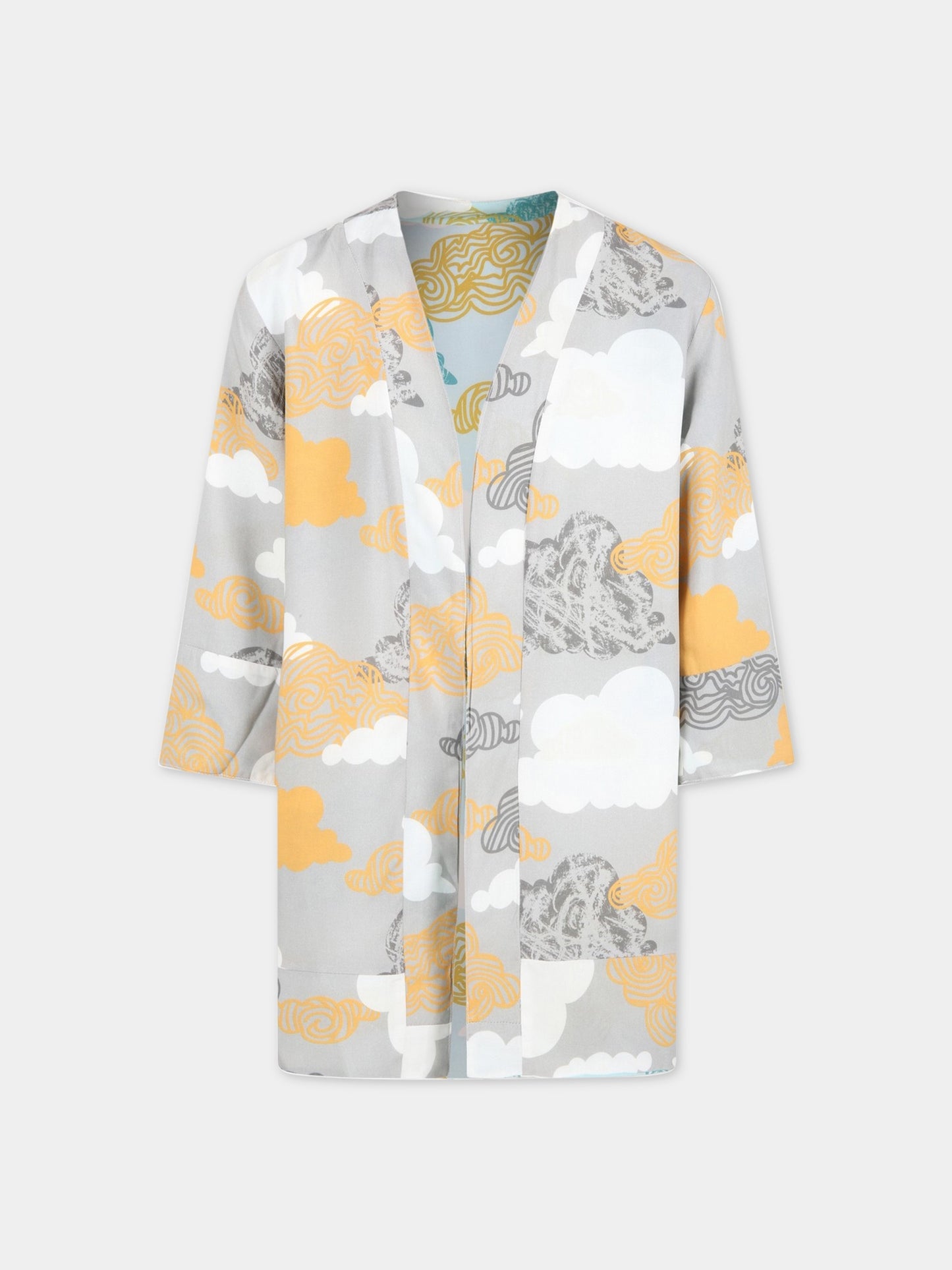 Giacca multicolor per bambini con nuvole,Mood-one,KIMONO REVERSIBILE