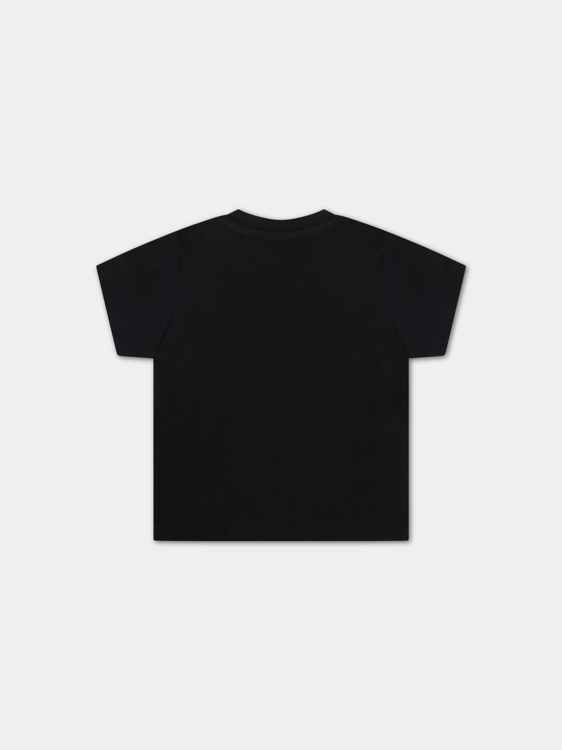 T-shirt nera per neonato con logo bianco,Hugo Boss,J05P07 09B