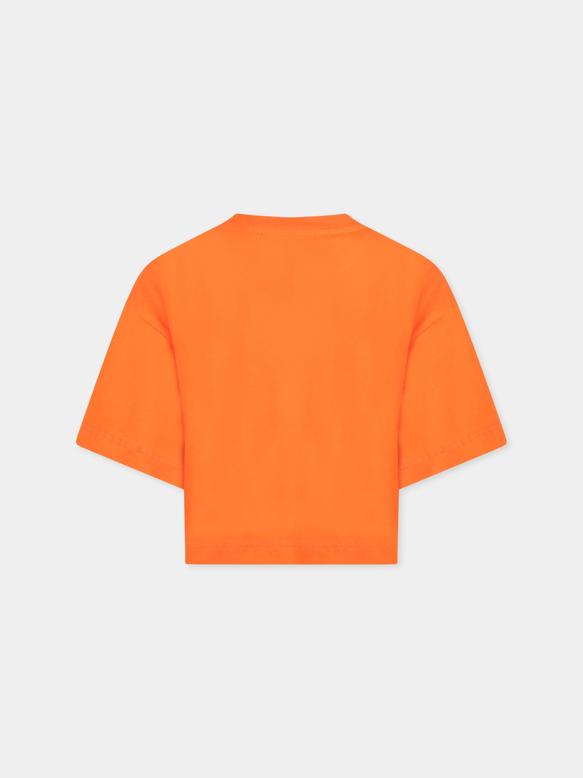 T-shirt arancione per bambina con logo,Alberta Ferretti Junior,027437 030