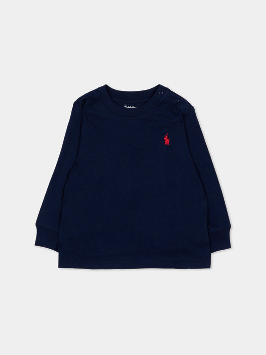 Blue t-shirt for baby boy with pony logo