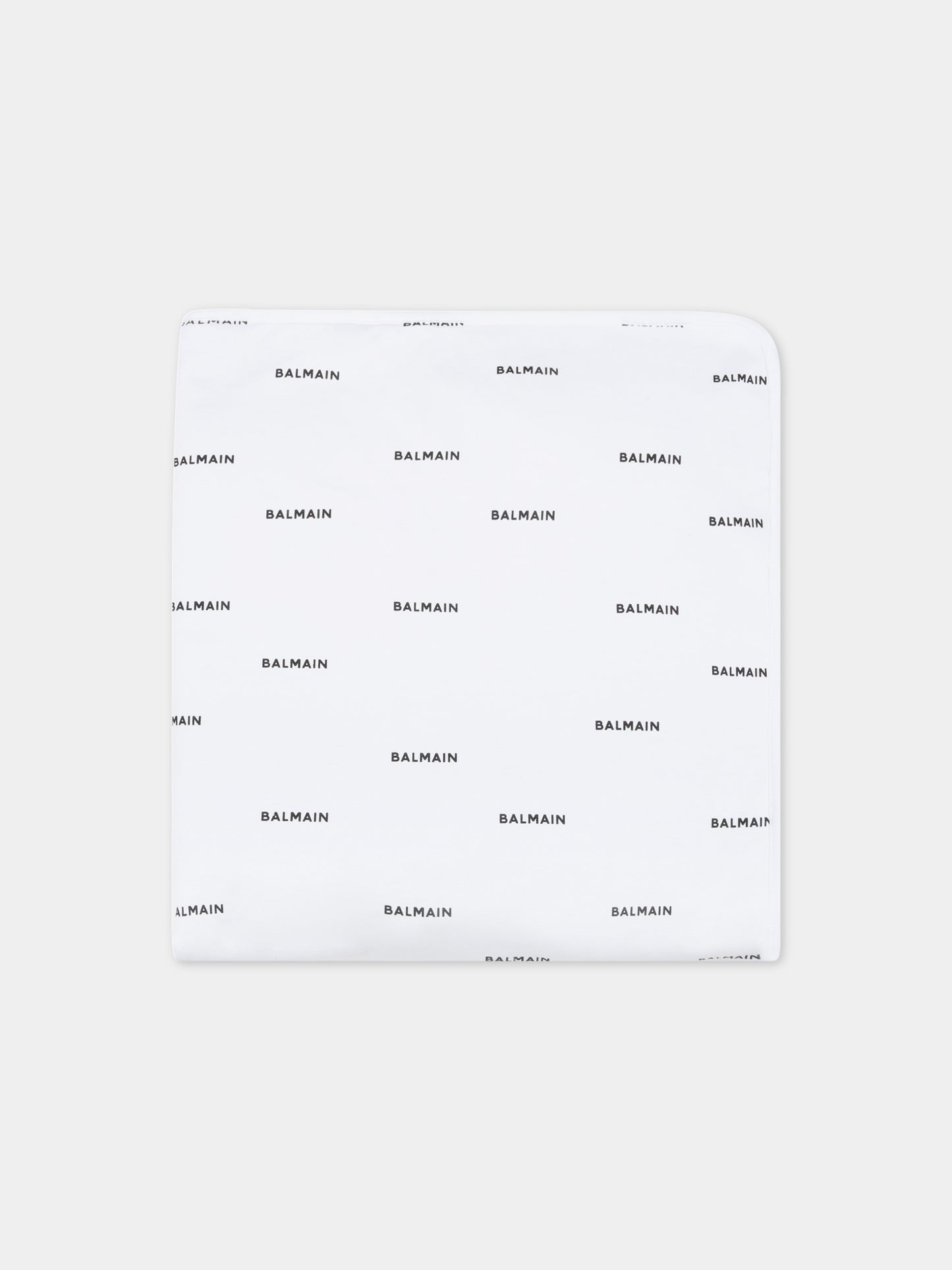Coperta bianca per neonati con loghi neri,Balmain Kids,6Q0A30 Z0199 100NE
