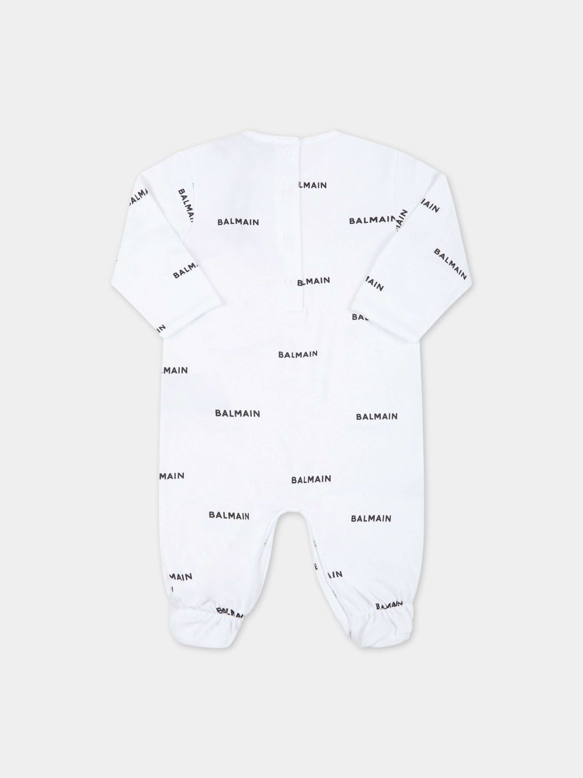 Set bianco per neonati con loghi,Balmain Kids,6Q8A90 Z0199 100NE