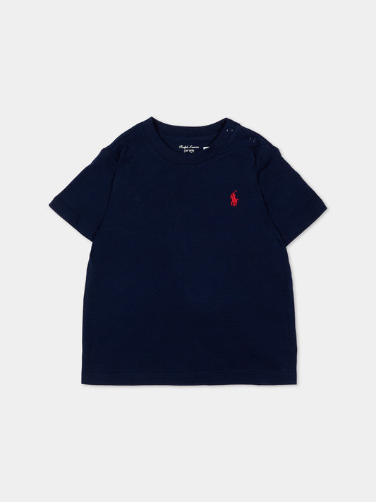 Blue t-shirt for baby kids with iconic pony logo