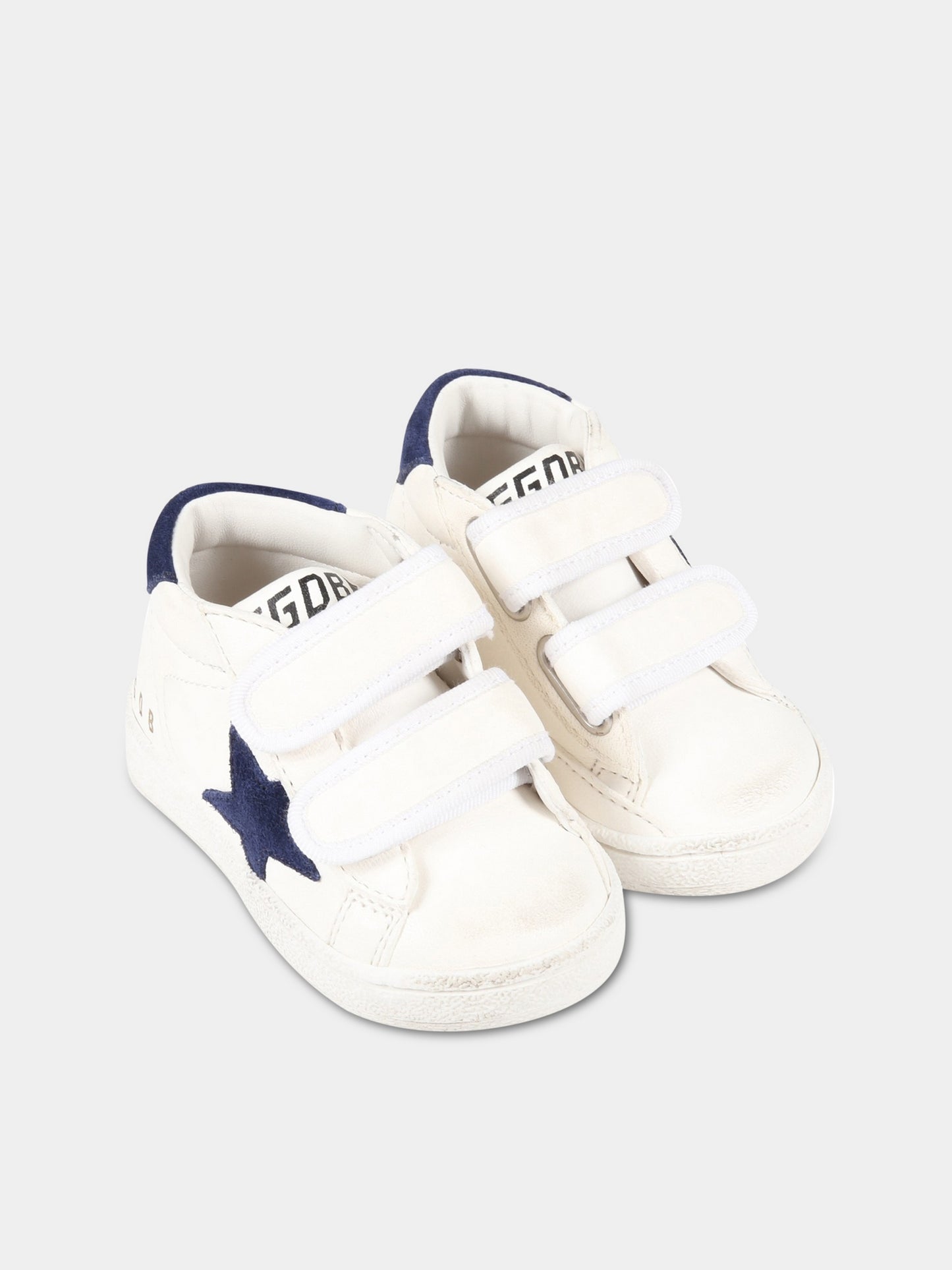 White sneakers for kids with logo and star