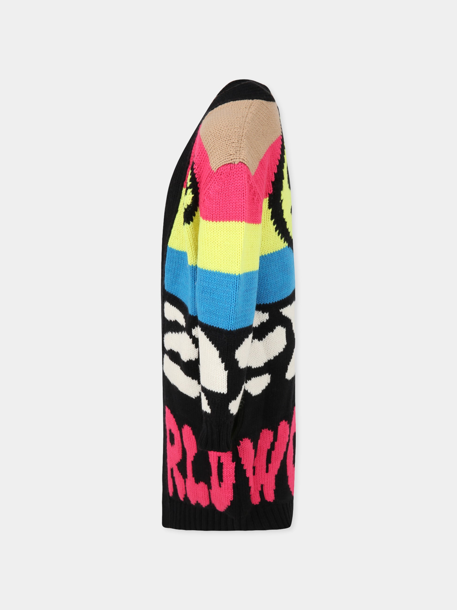 Cardigan nero per bambina con smile,Barrow,032144 200