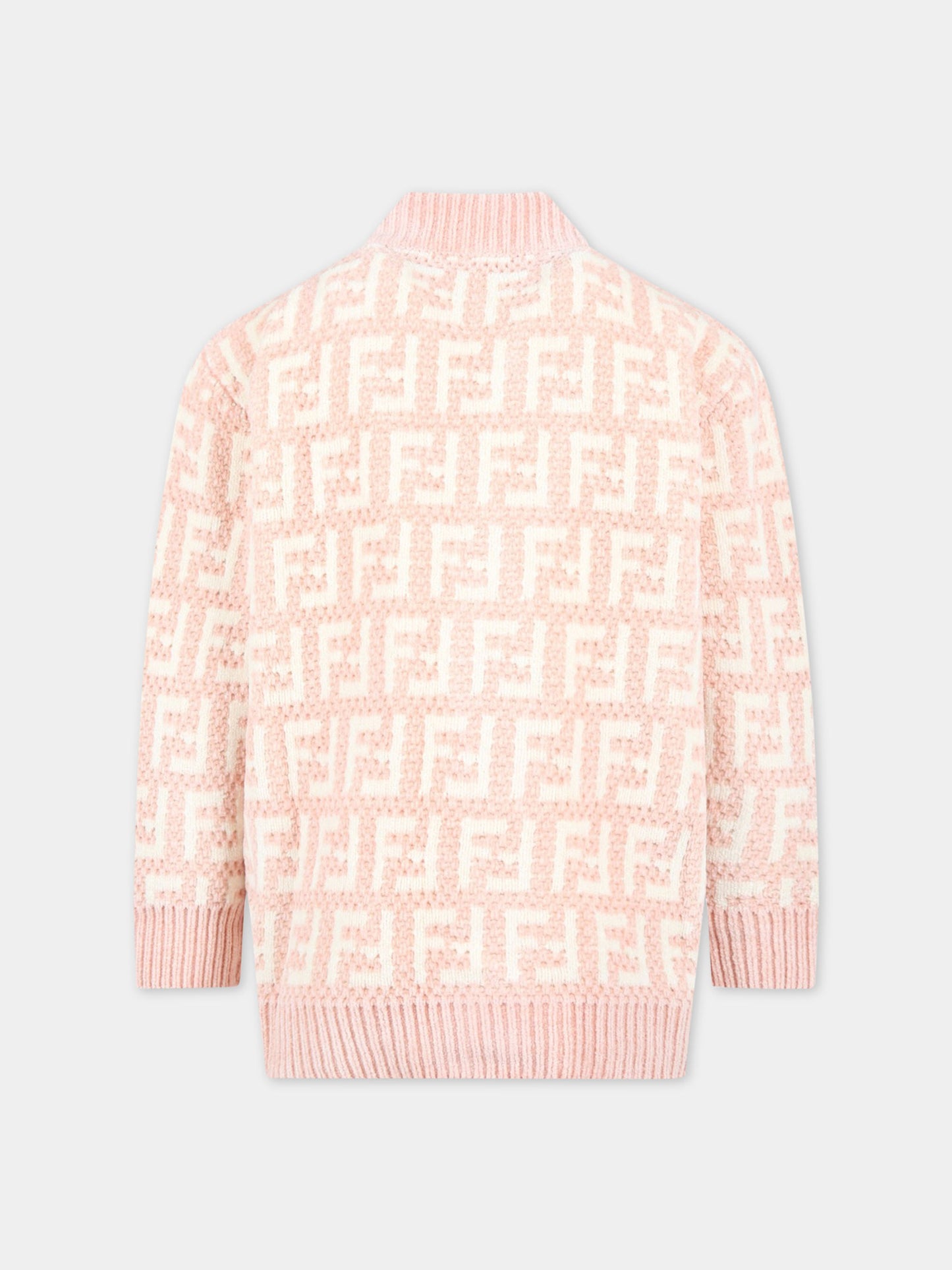 Pink cardigan for girl with white FF