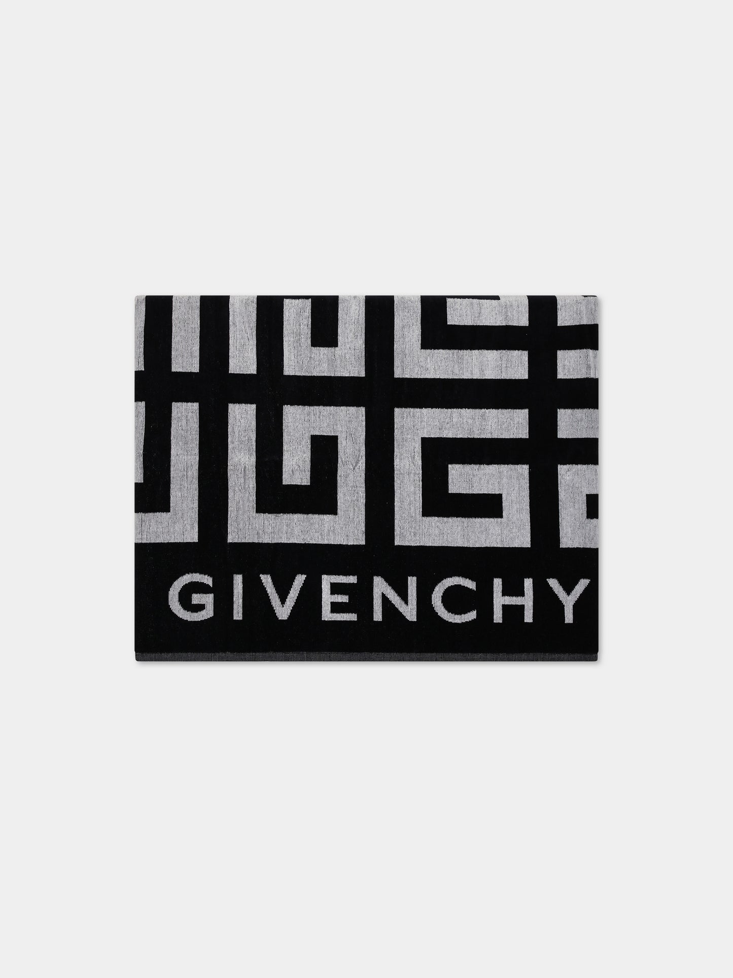 Telo mare nero per bambini con logo e motivo 4G,Givenchy Kids,H20072 M41