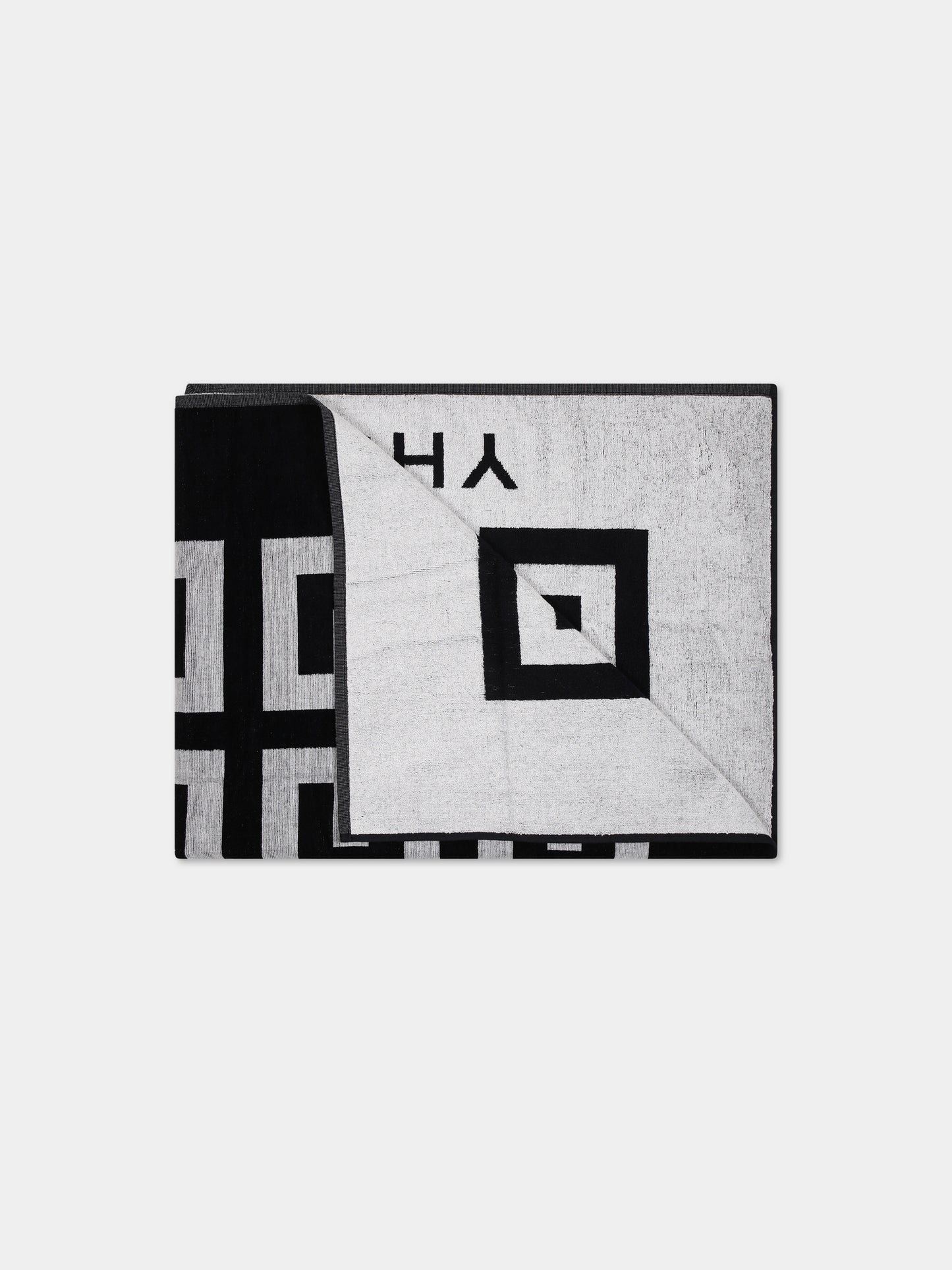 Telo mare nero per bambini con logo e motivo 4G,Givenchy Kids,H20072 M41
