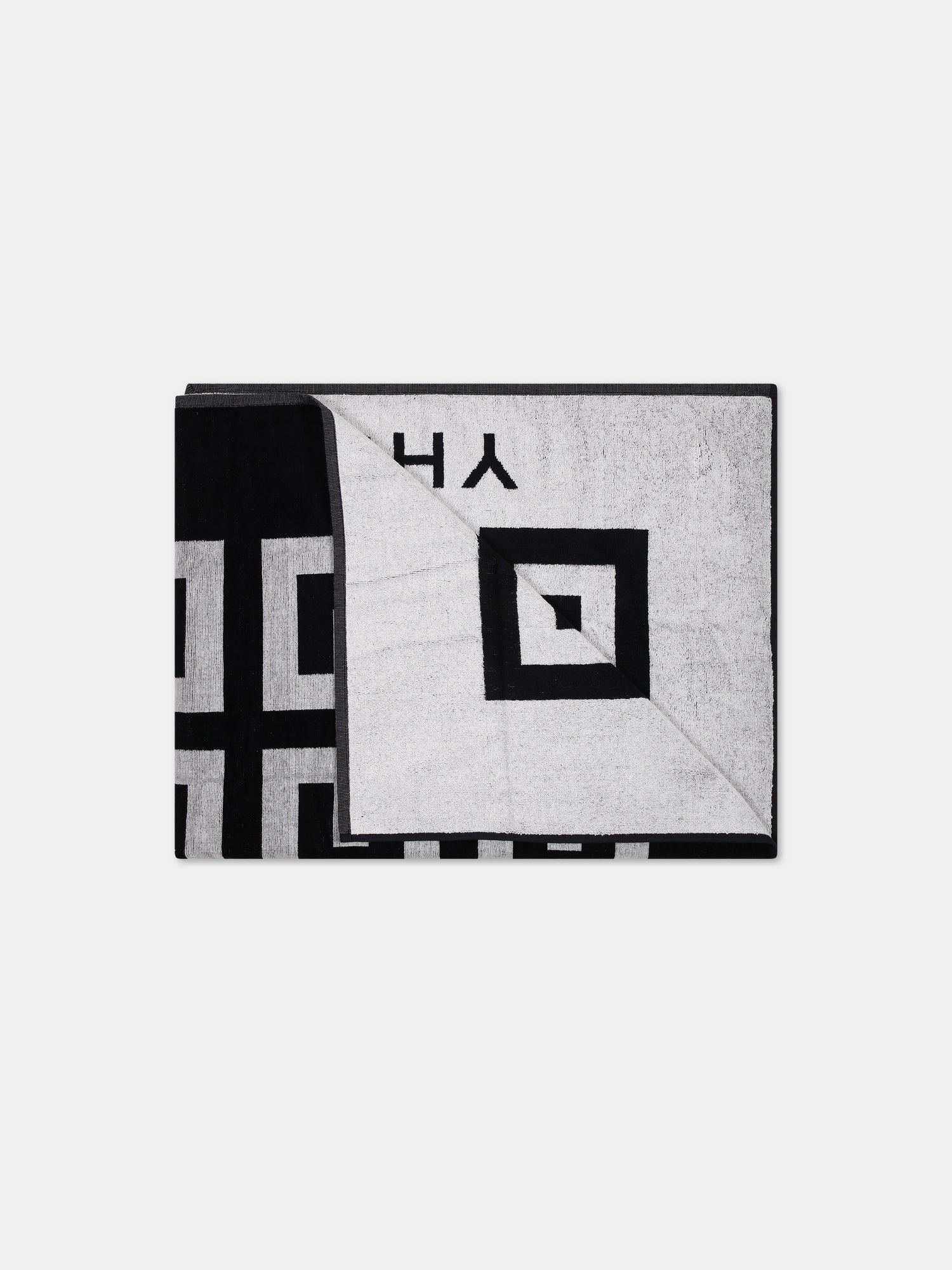 Telo mare nero per bambini con logo e motivo 4G,Givenchy Kids,H20072 M41