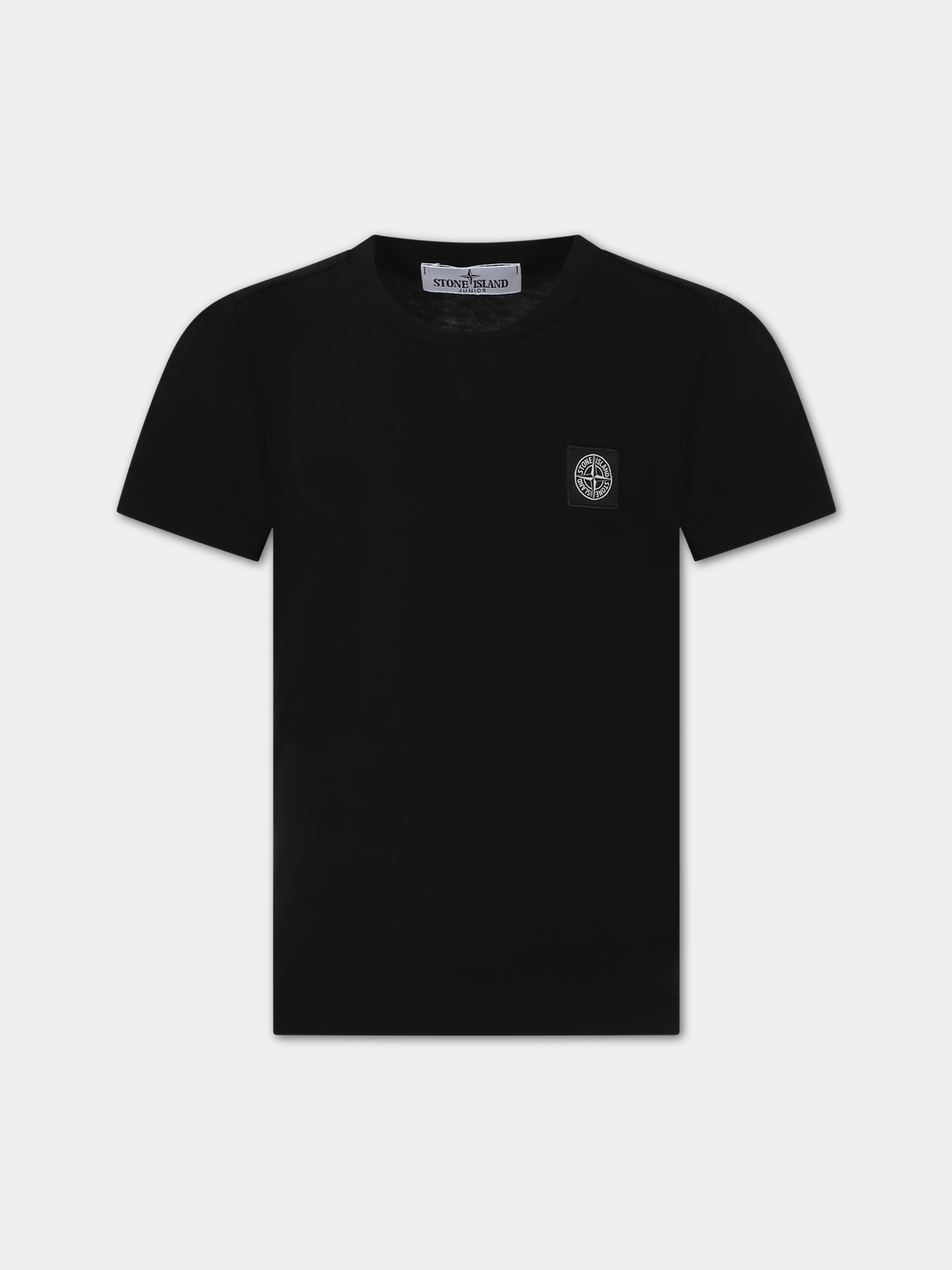 T-shirt blu per bambino con iconica bussola,Stone Island Junior,791620147 V0020