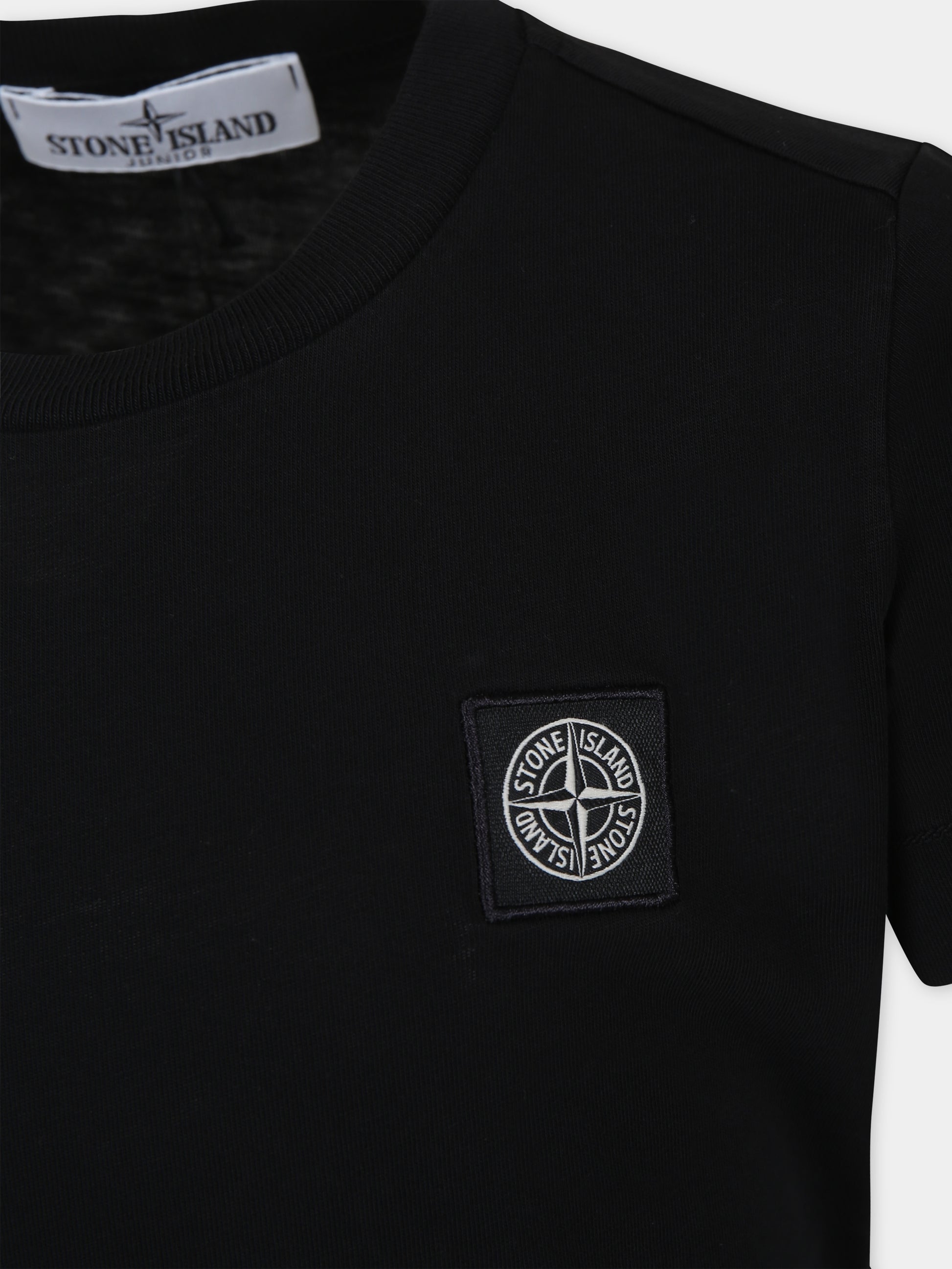 T-shirt blu per bambino con iconica bussola,Stone Island Junior,791620147 V0020