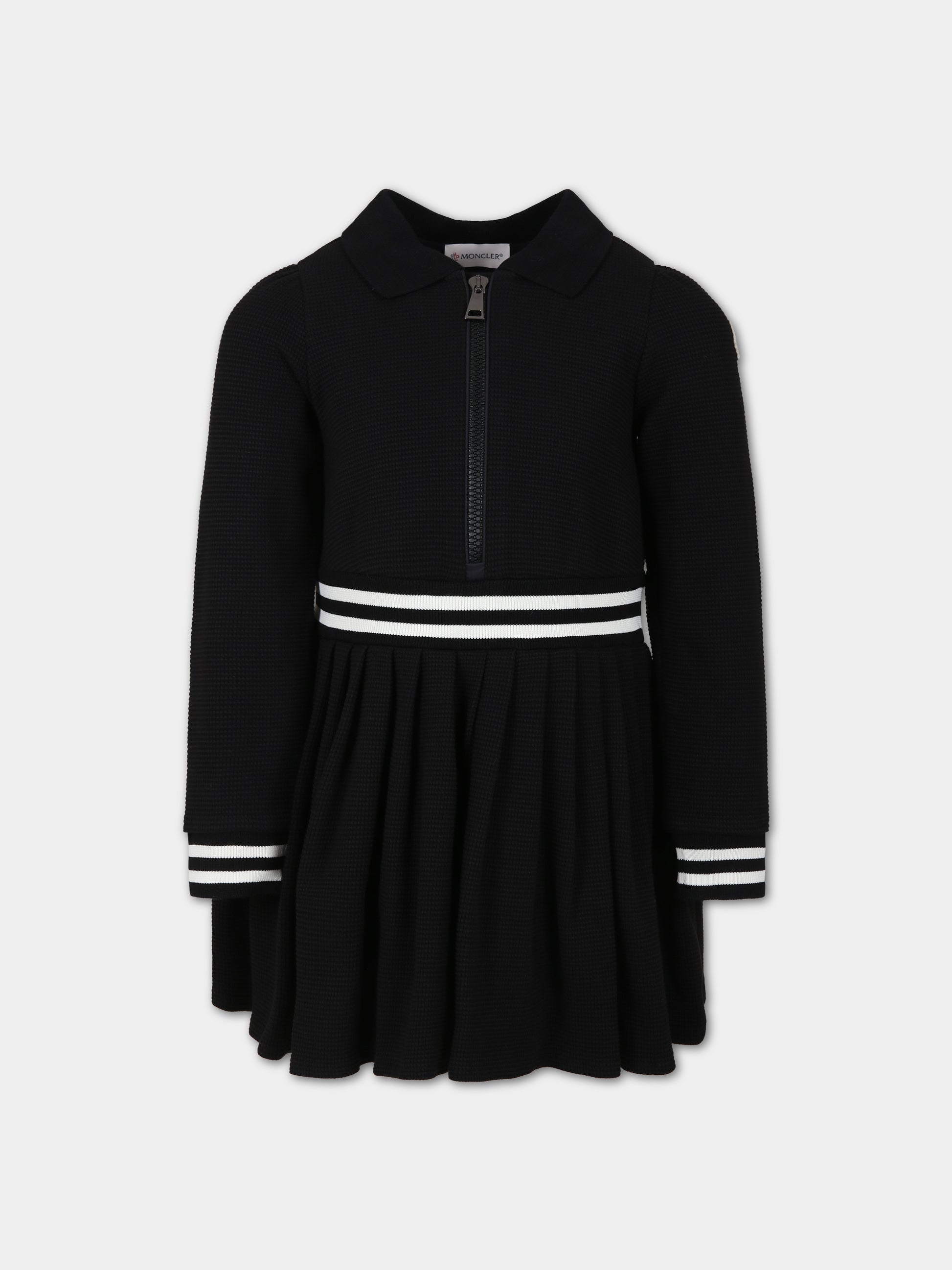 Vestito nero per bambina con logo,Moncler Kids,954 8I00001 89A2D 999