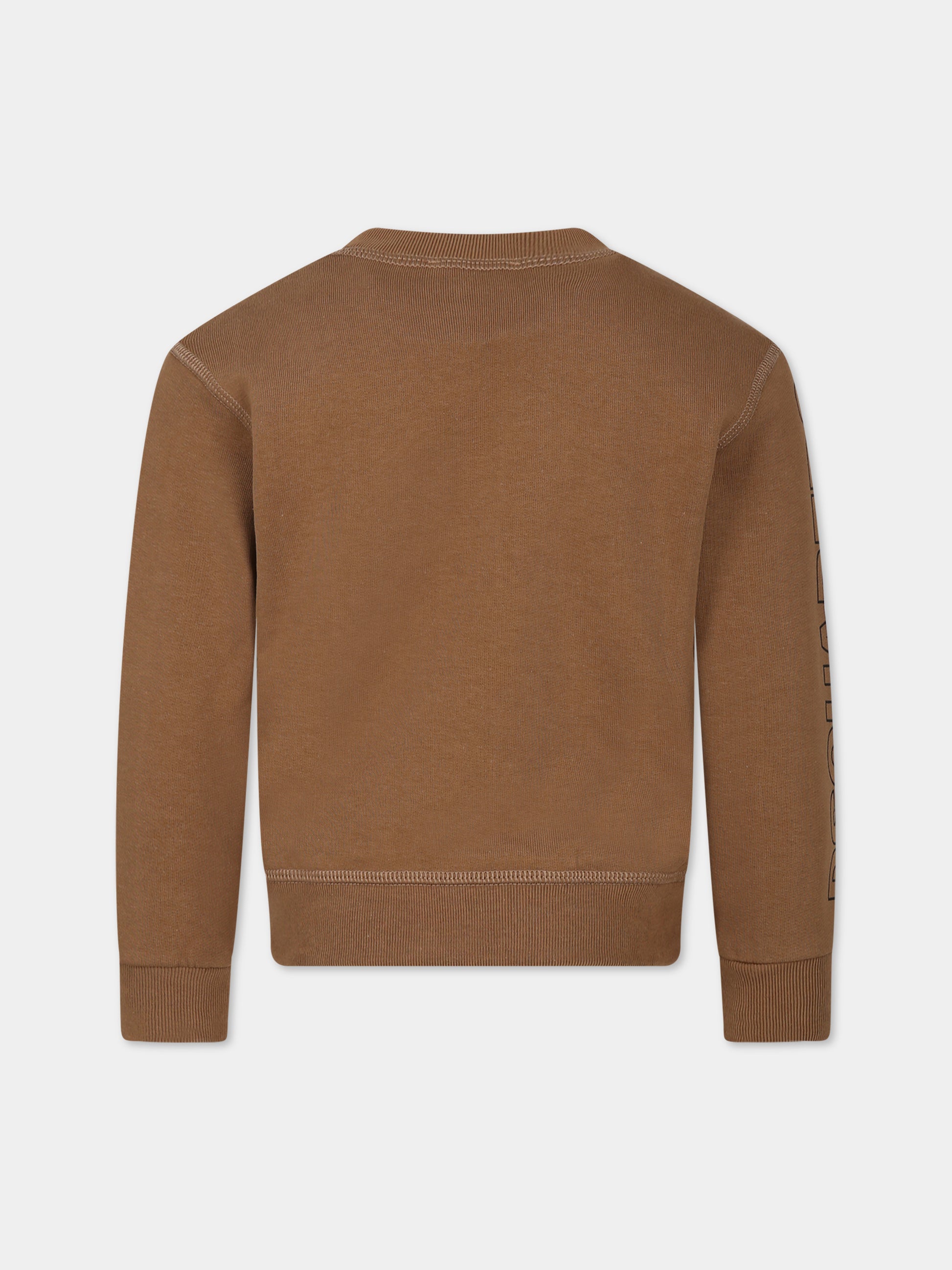 Felpa marrone per bambino con logo,Dsquared2,DQ1758 D003G D2S721U DQ769