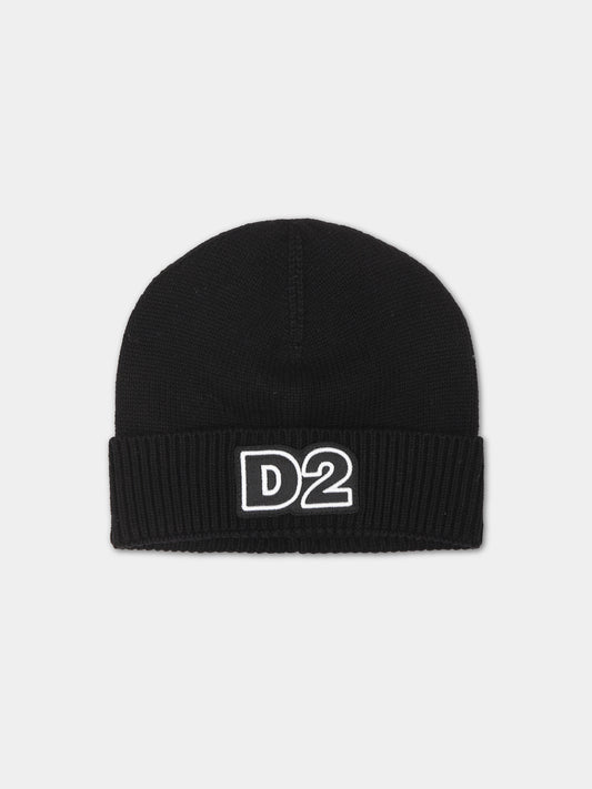 Berretto nero per bambino con logo,Dsquared2,DQ1806 D00WC D2F197U DQ900