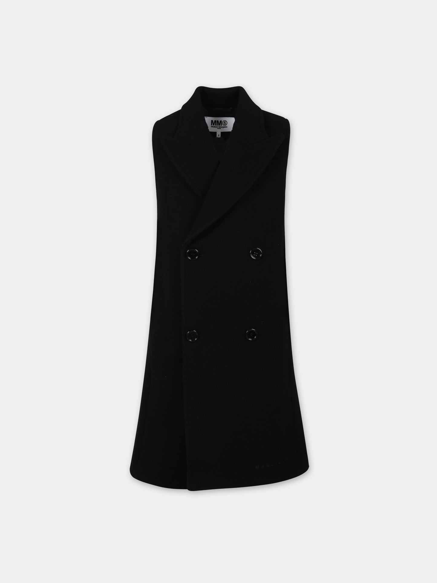 Cappotto nero per bambina con logo,Mm6 Maison Margiela,M60393 MM00W MM6J53U M6900