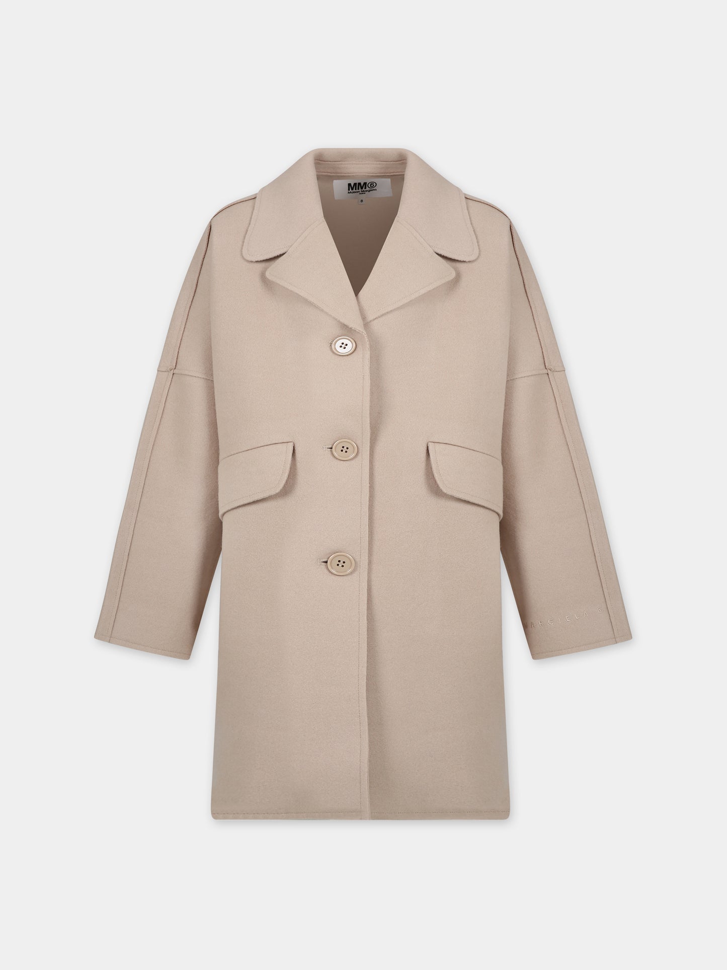 Cappotto beige per bambina con logo,Mm6 Maison Margiela,M60461 MM00X MM6J64U M6704