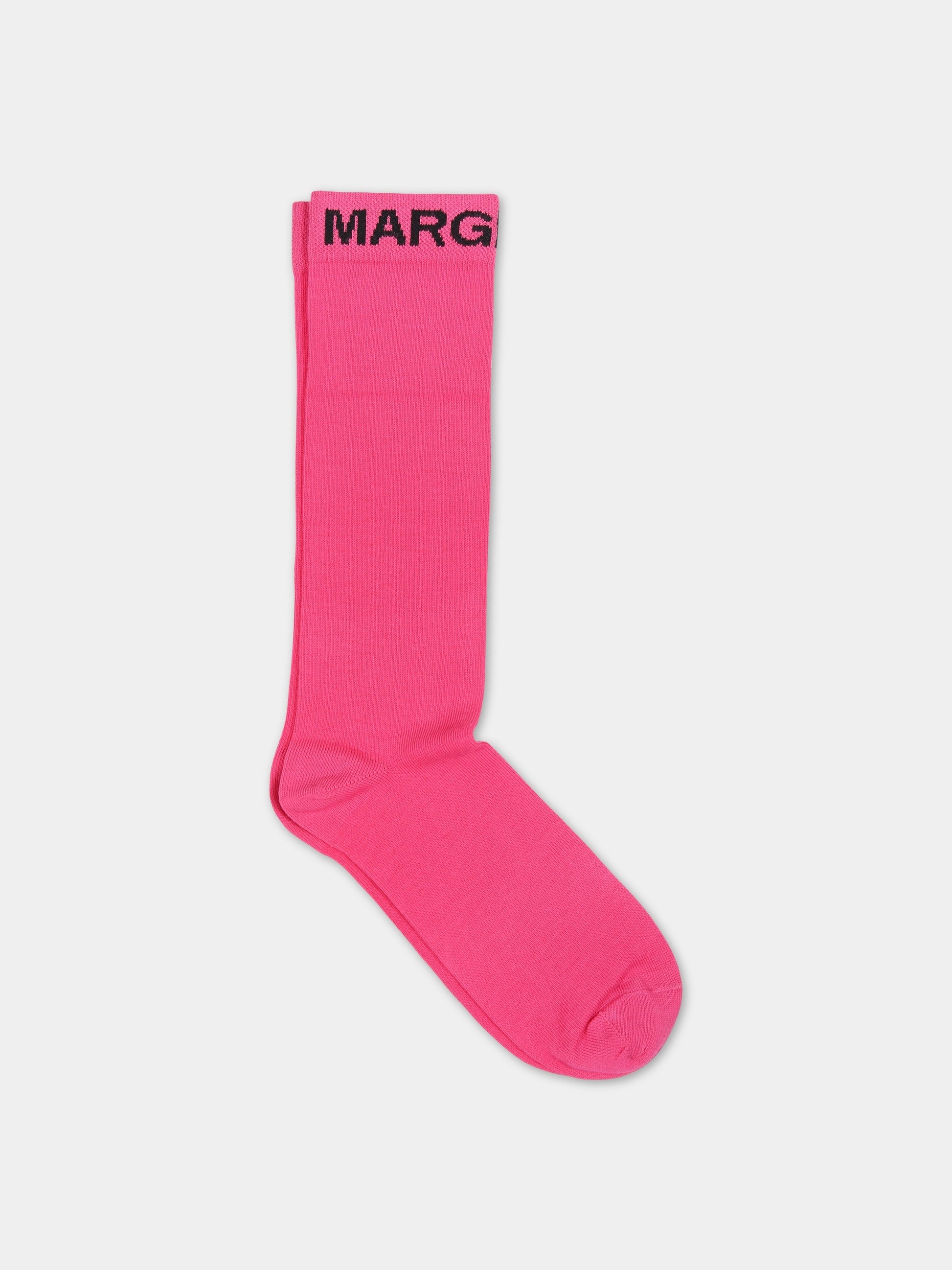 Calze fucsia per bambina con logo,Mm6 Maison Margiela,M60480 MM045 MM6Z8U M6306