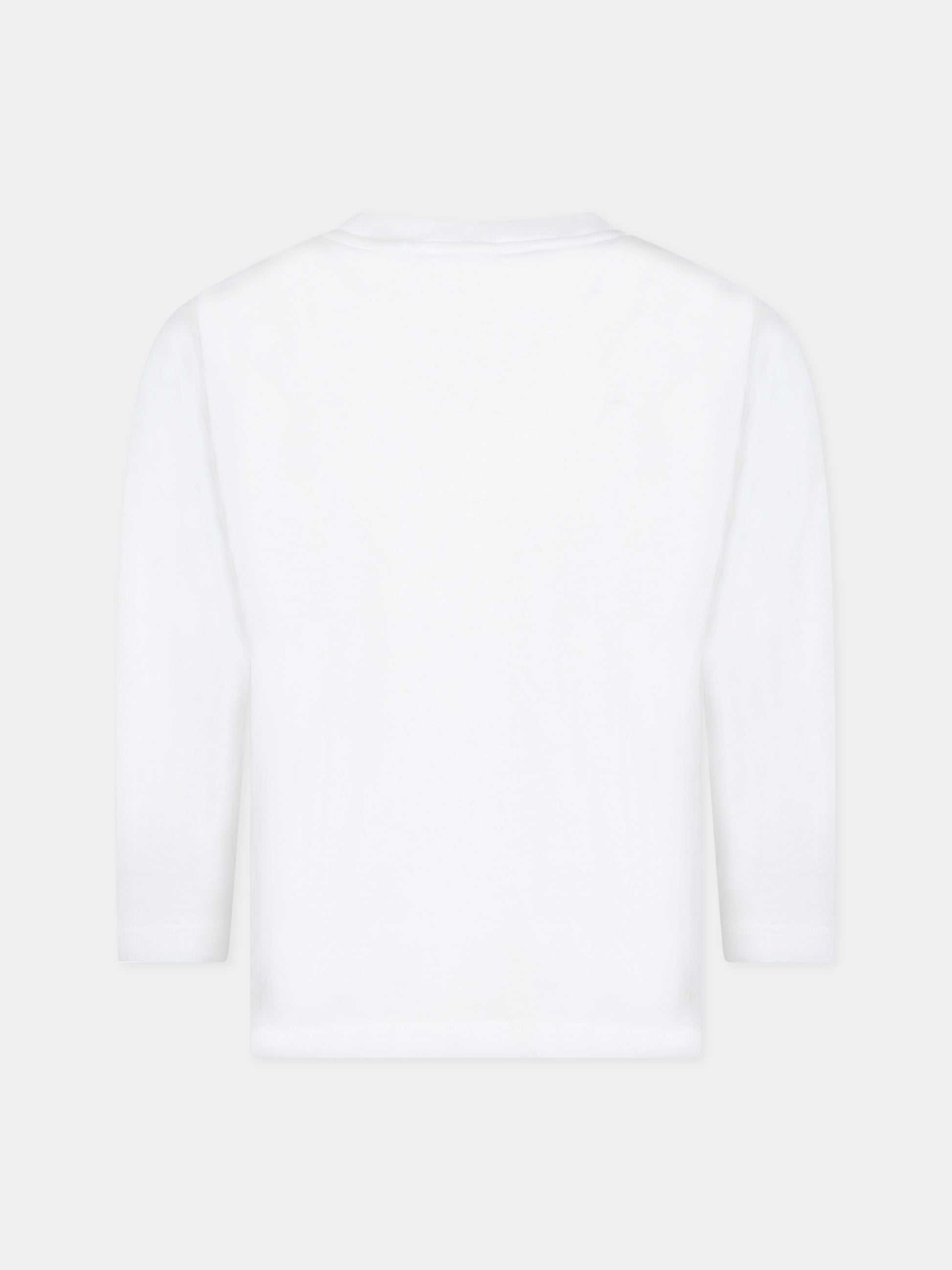 T-shirt bianca per bambino con aquilotto e logo,Armani Junior,6R4TJ3 1JPZZ 0121