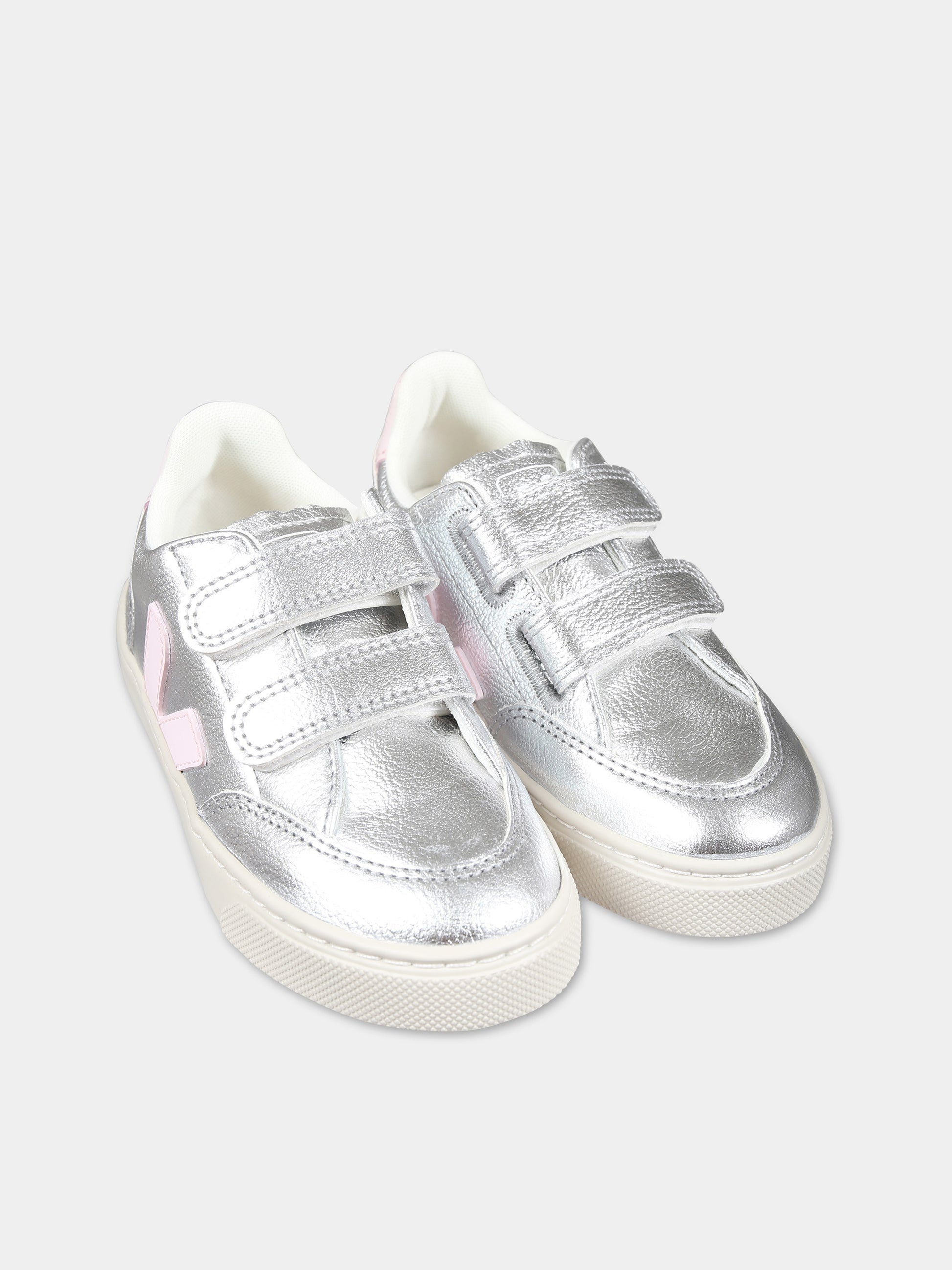 Sneakers argento per bambina con logo,Veja,XV0503416C