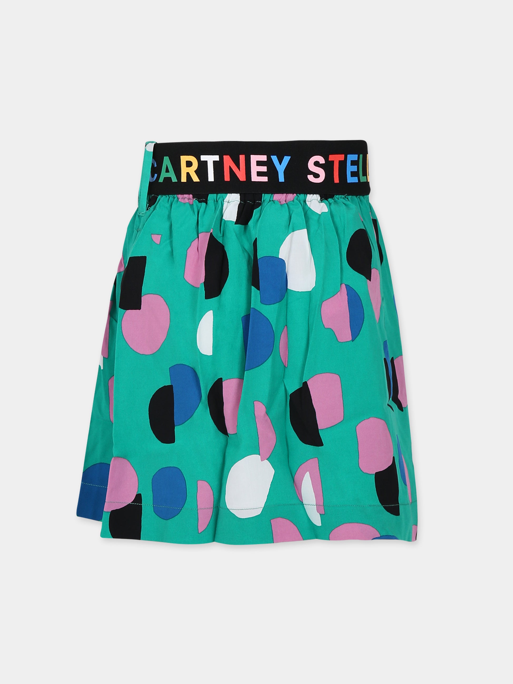 Gonna casual verde per bambina con maxi pois,Stella Mccartney Kids,TT7B21 Z1251 709MC