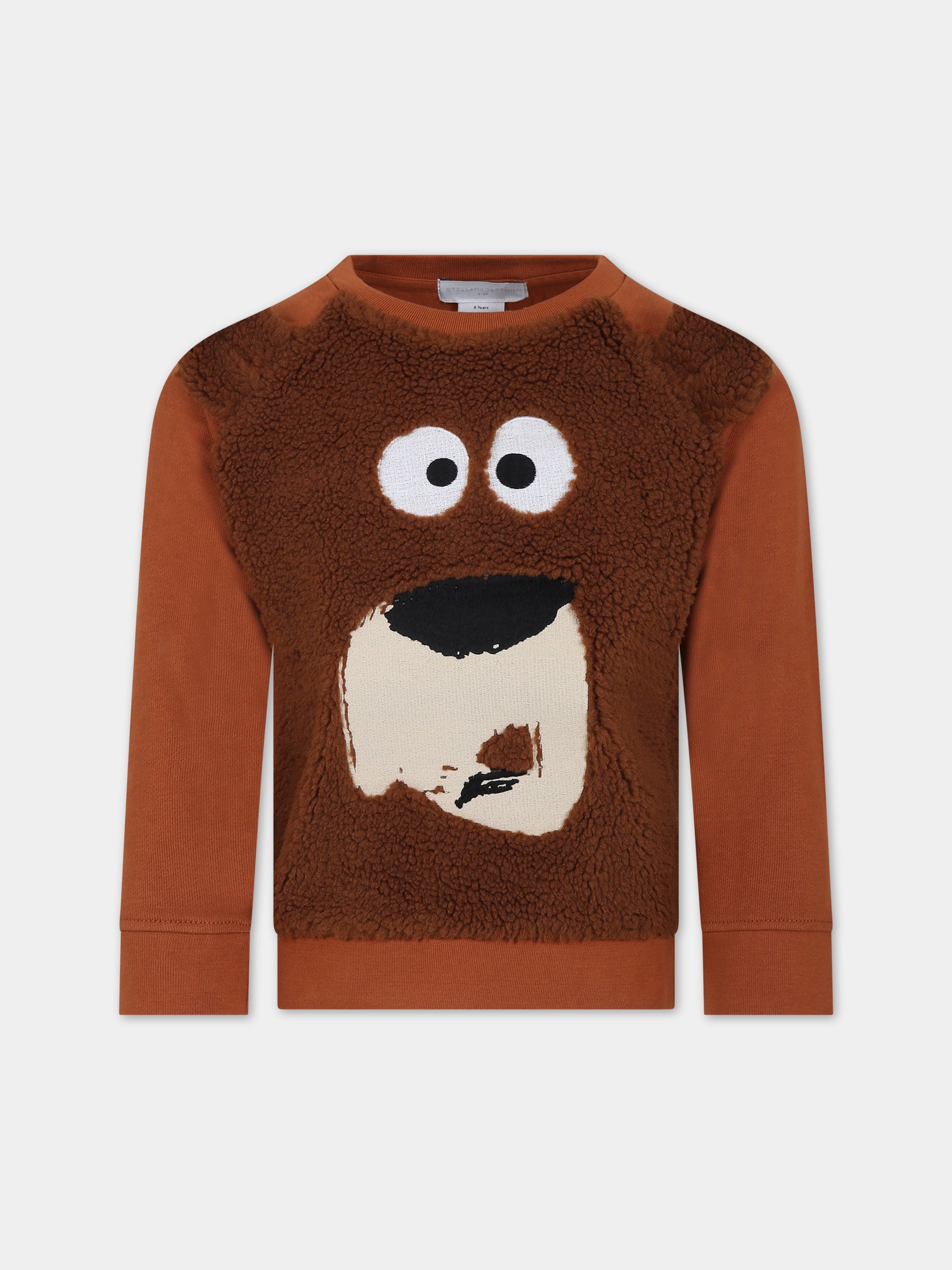 Felpa marrone per bambino con orso,Stella Mccartney Kids,TT4P80 Z0447 312