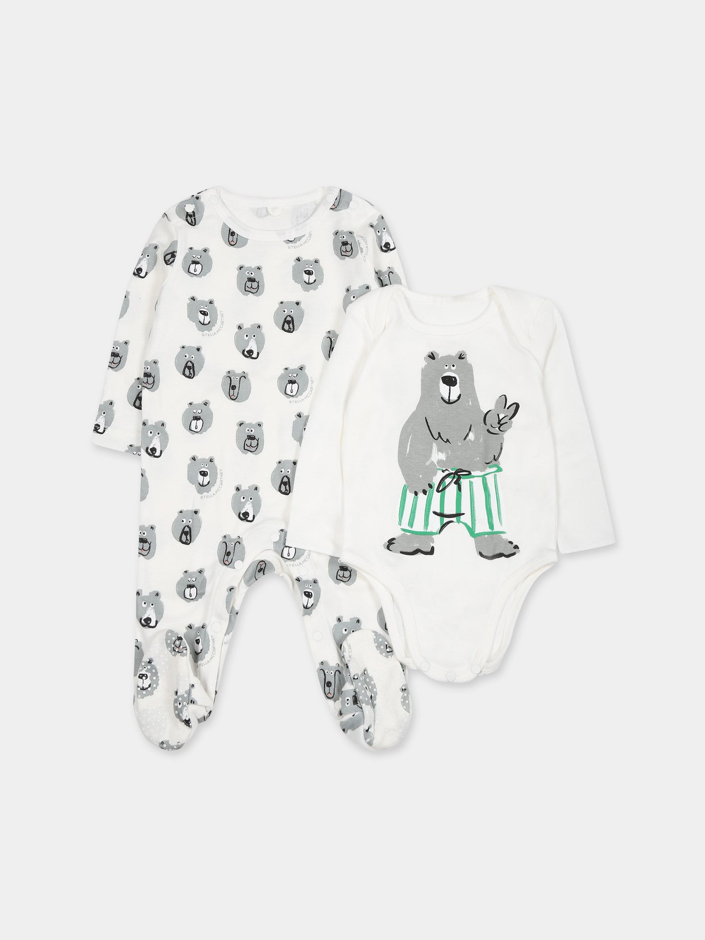 Set  bianco per neonato con orso,Stella Mccartney Kids,TTB519 Z1486 101MC