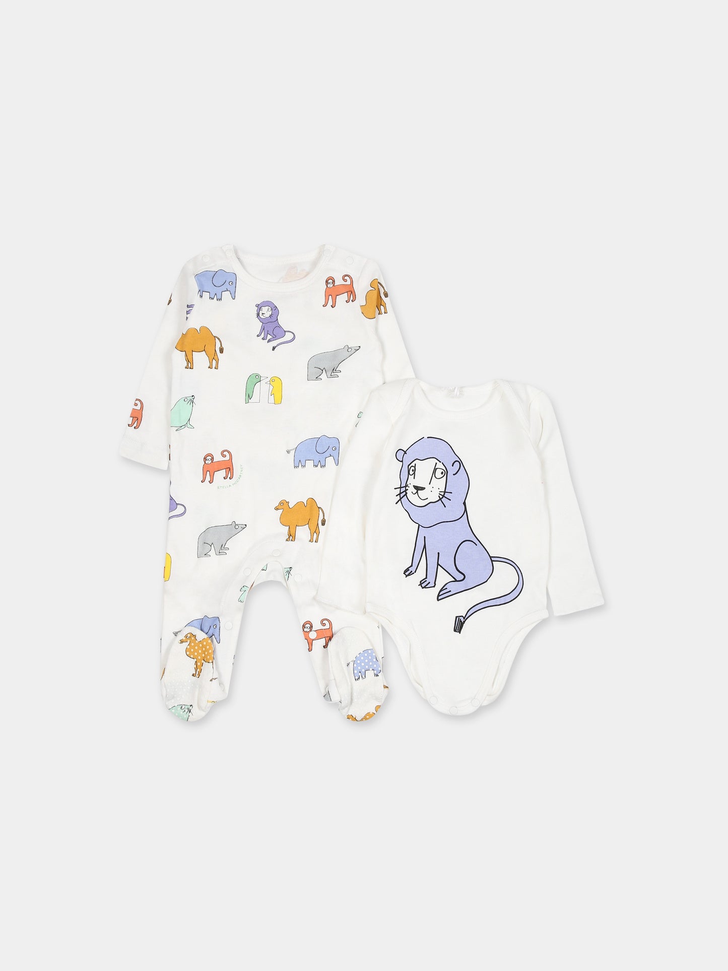 Set bianco per neonati con animali,Stella Mccartney Kids,TTB579 Z1484 101MC