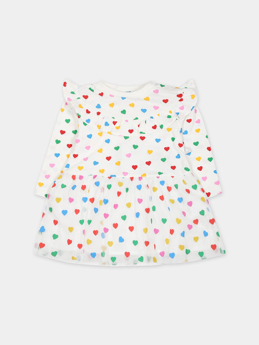 Vestito bianco per neonata con stampa cuori,Stella Mccartney Kids,TT1071 Z1344 101MC