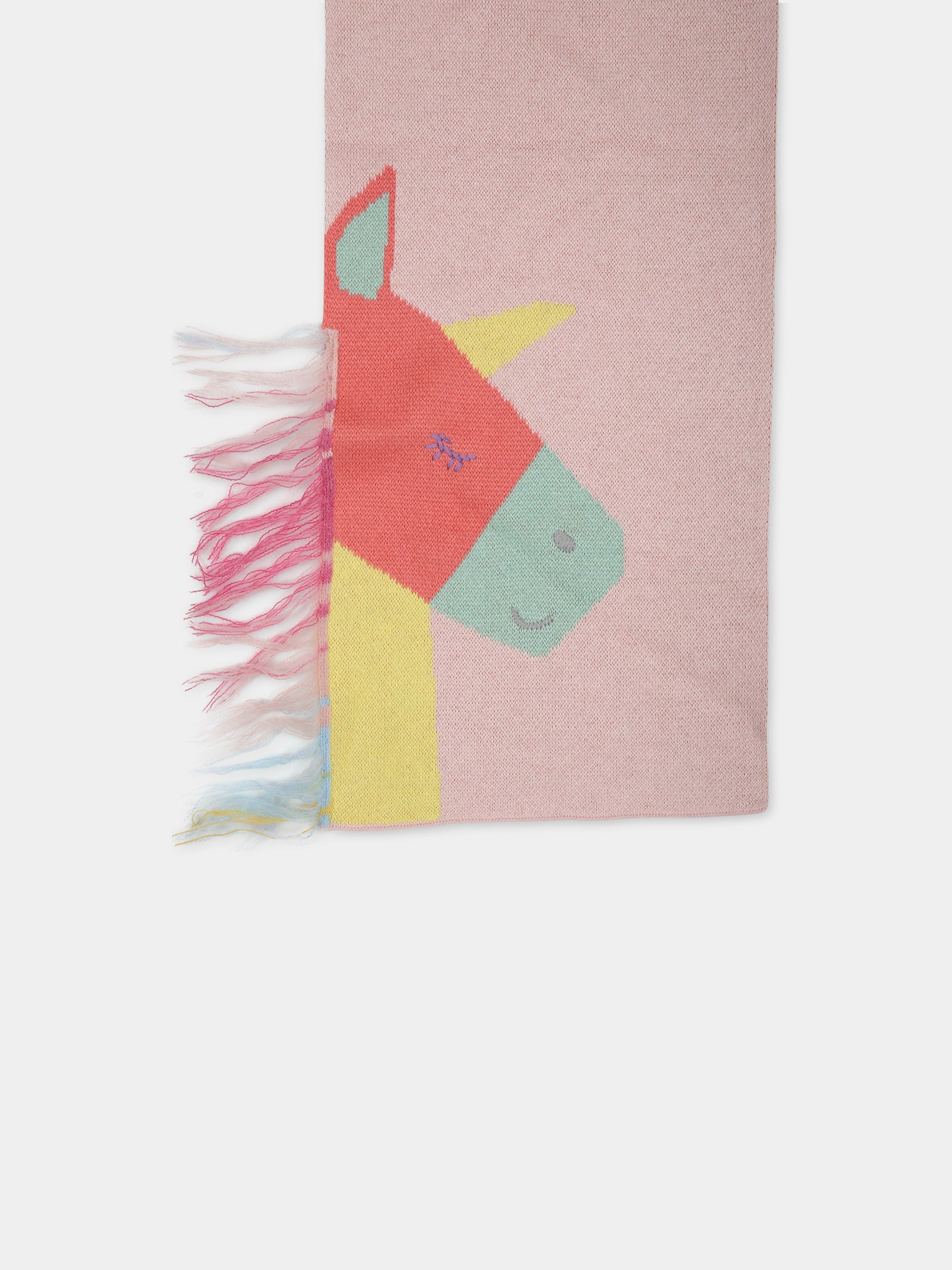 Sciarpa rosa per bambina con unicorni,Stella Mccartney Kids,TT0A43 Z1528 505