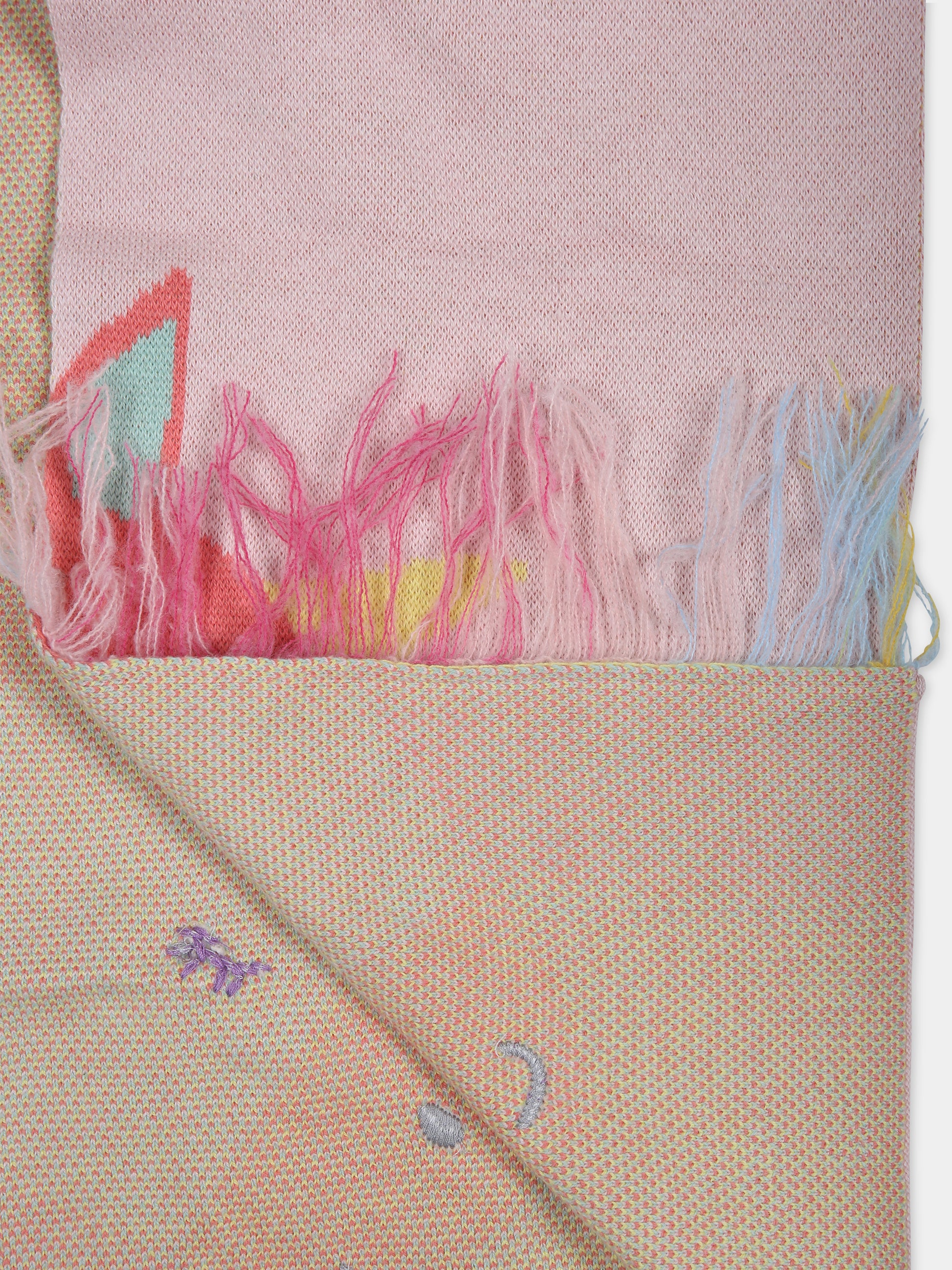 Sciarpa rosa per bambina con unicorni,Stella Mccartney Kids,TT0A43 Z1528 505