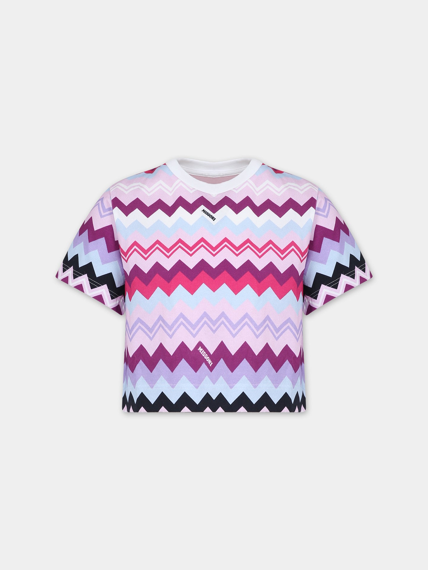 T-shirt viola per bambina con logo,Missoni,MT8A11 J0305 579MC