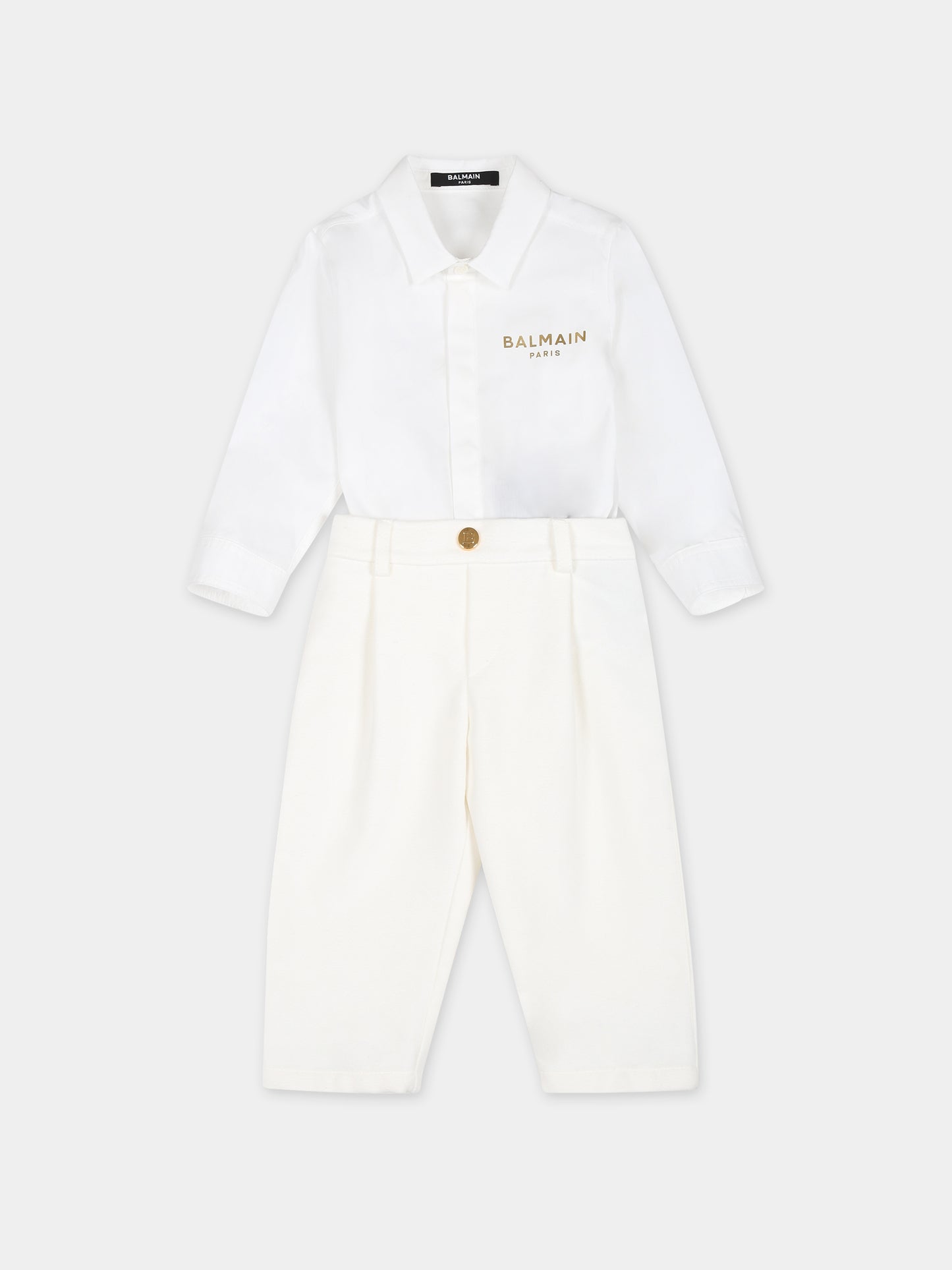 Completo avorio per neonato con logo,Balmain Kids,BTA520 V0087 101BC