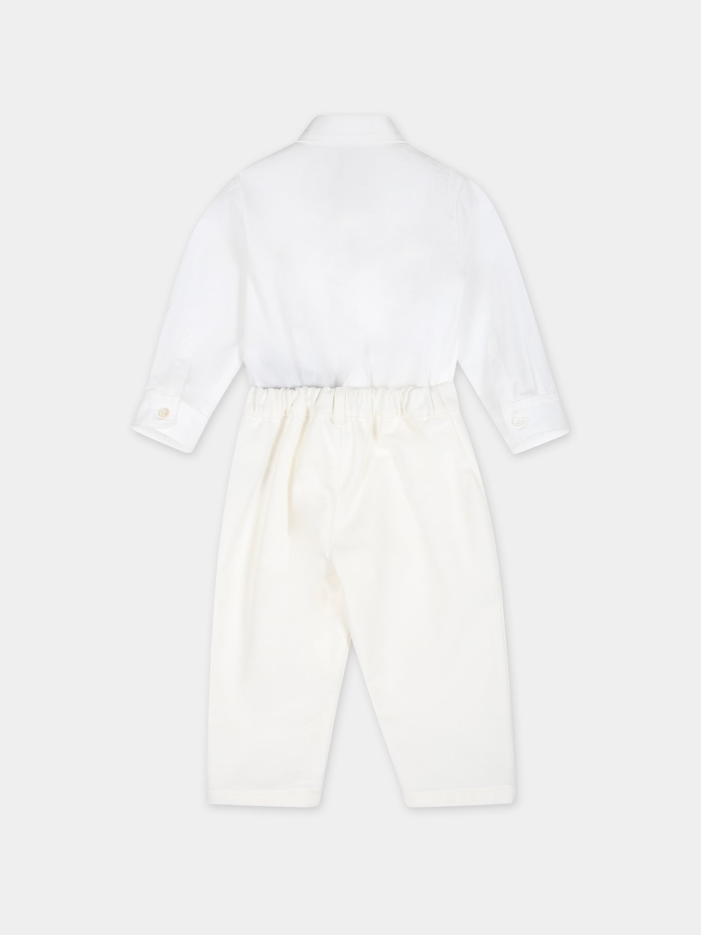 Completo avorio per neonato con logo,Balmain Kids,BTA520 V0087 101BC