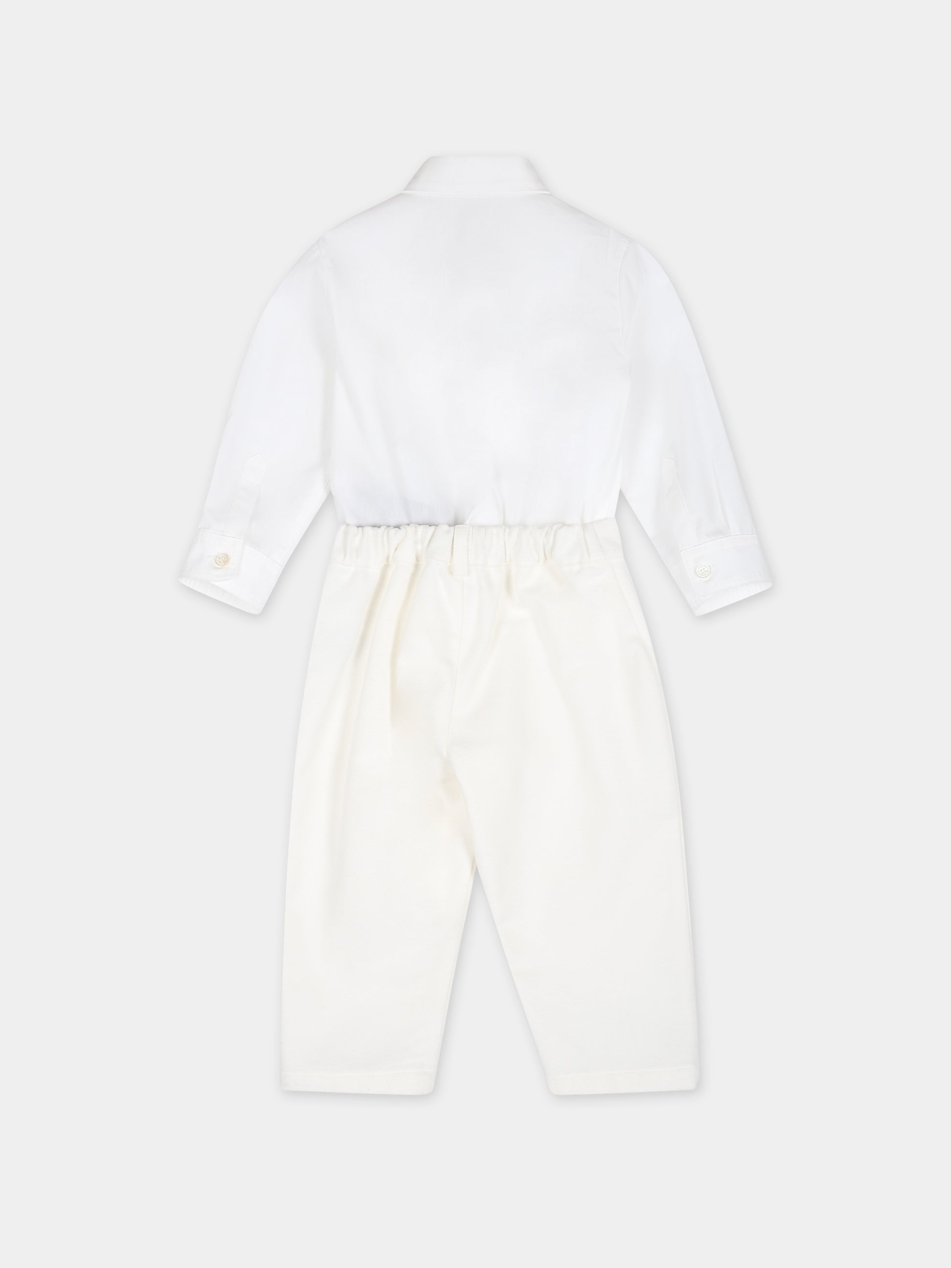 Completo avorio per neonato con logo,Balmain Kids,BTA520 V0087 101BC