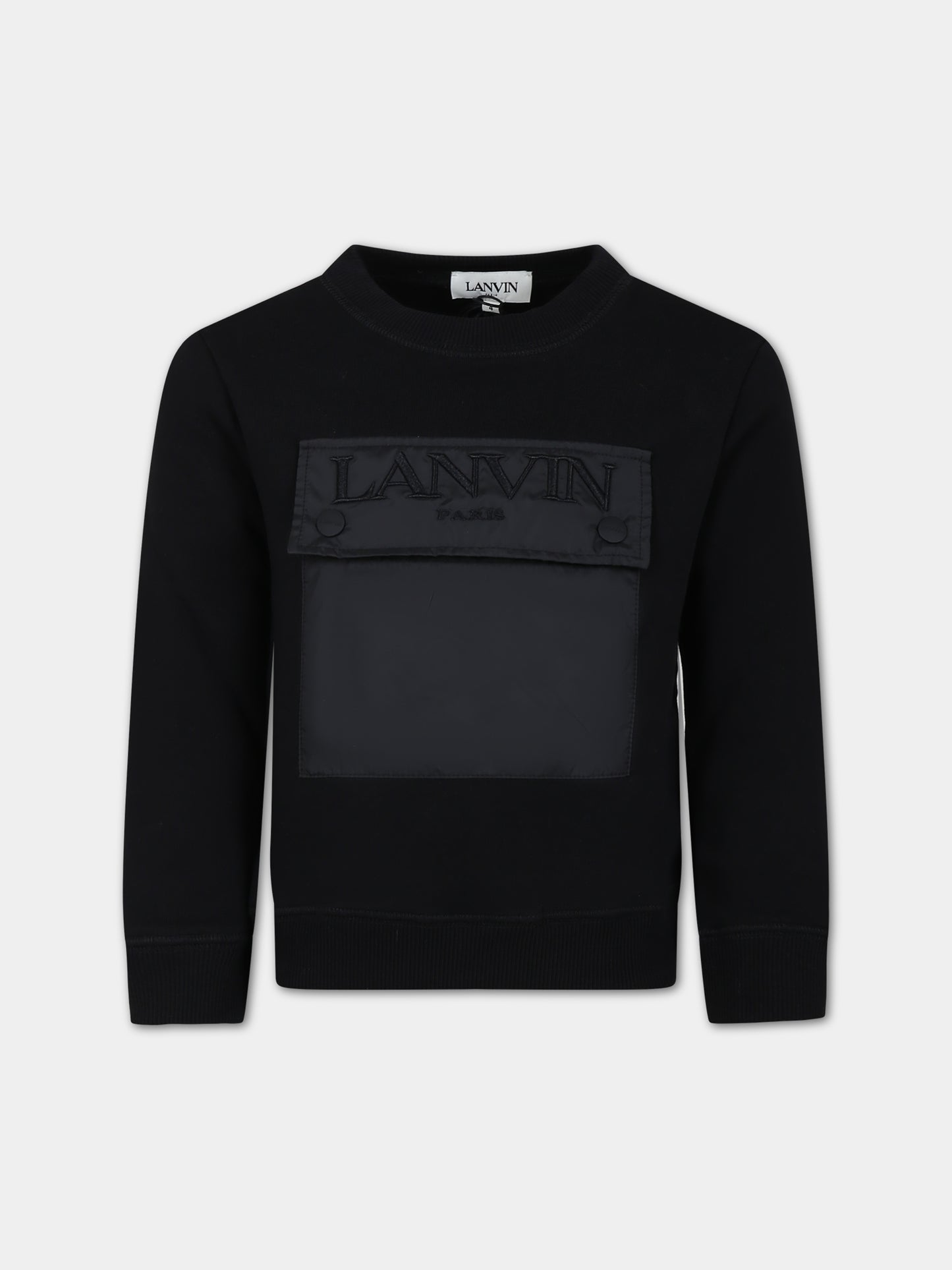 Felpa nera per bambini con logo,Lanvin Petite,N25134 09B