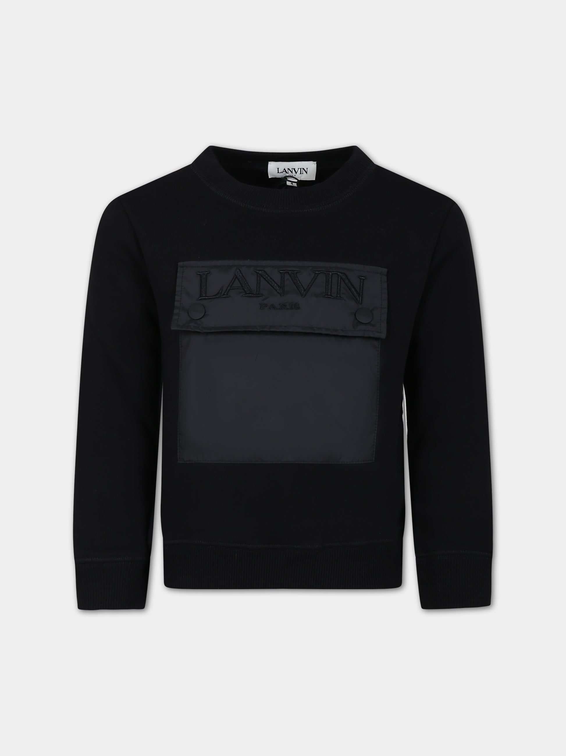 Felpa nera per bambini con logo,Lanvin Petite,N25134 09B