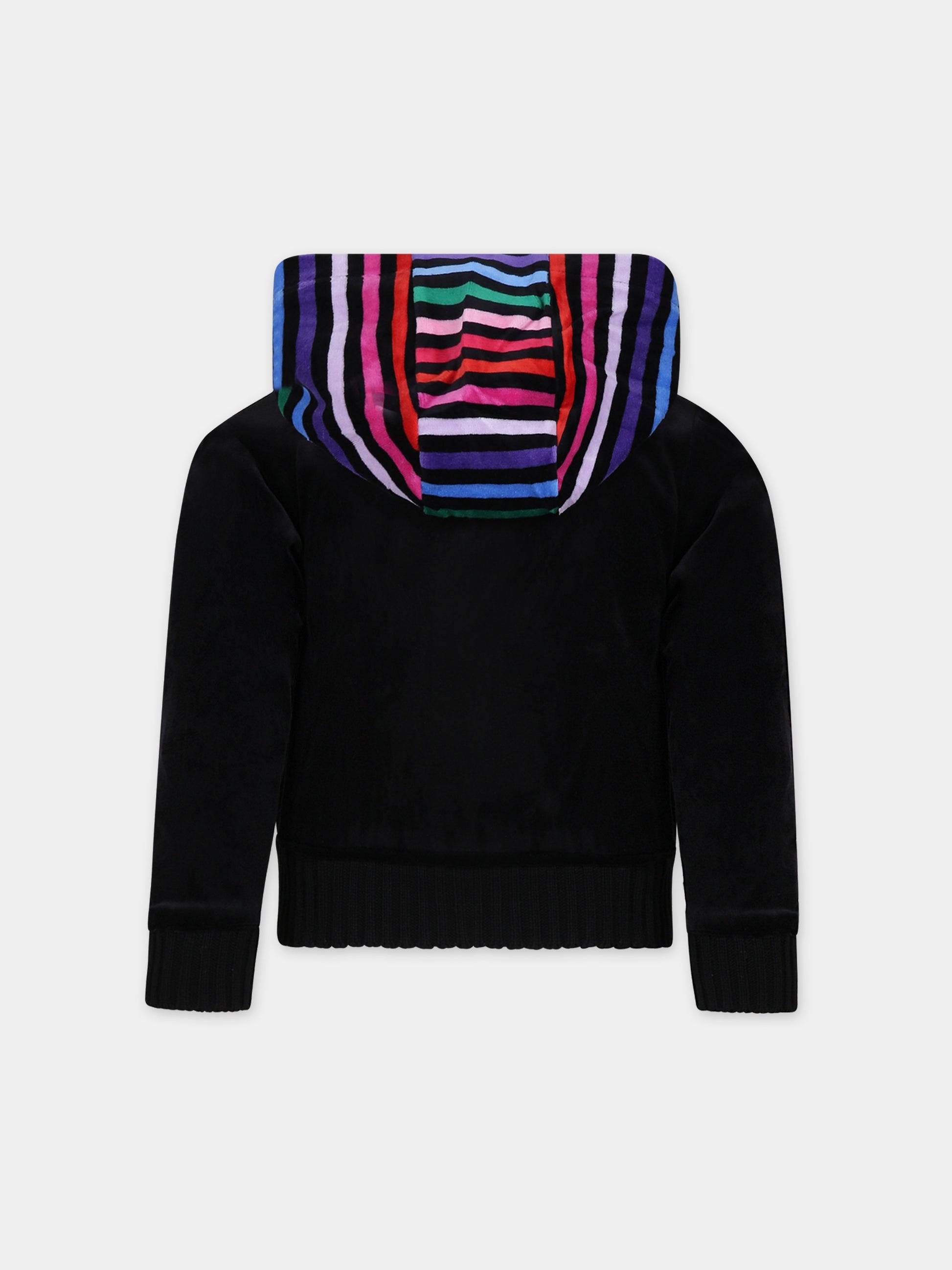 Felpa nera con cappuccio per bambina,Sonia Rykiel Paris,A15033 Z44