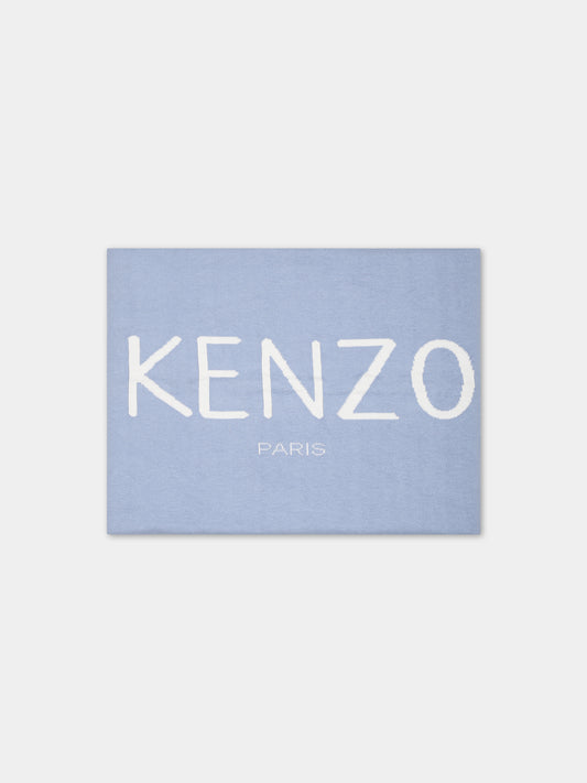 Coperta celeste per neonato con logo,Kenzo Kids,K90100 771