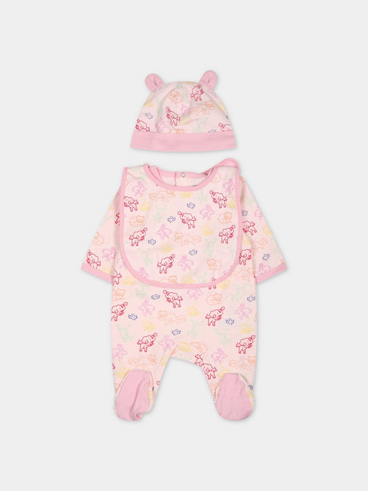 Set bianco per neonata con stampa,Kenzo Kids,K98119 470
