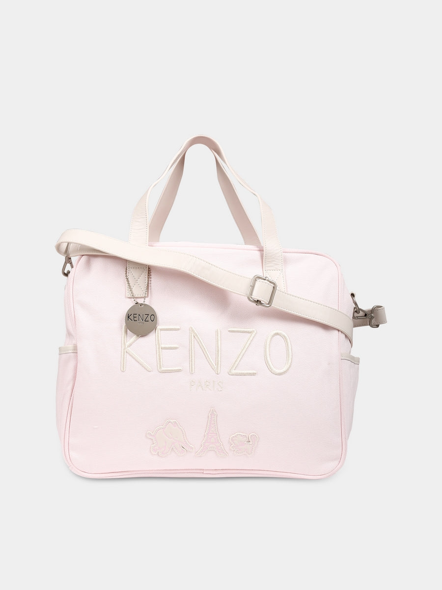 Borsa mamma rosa per neonata con logo,Kenzo Kids,K90102 470