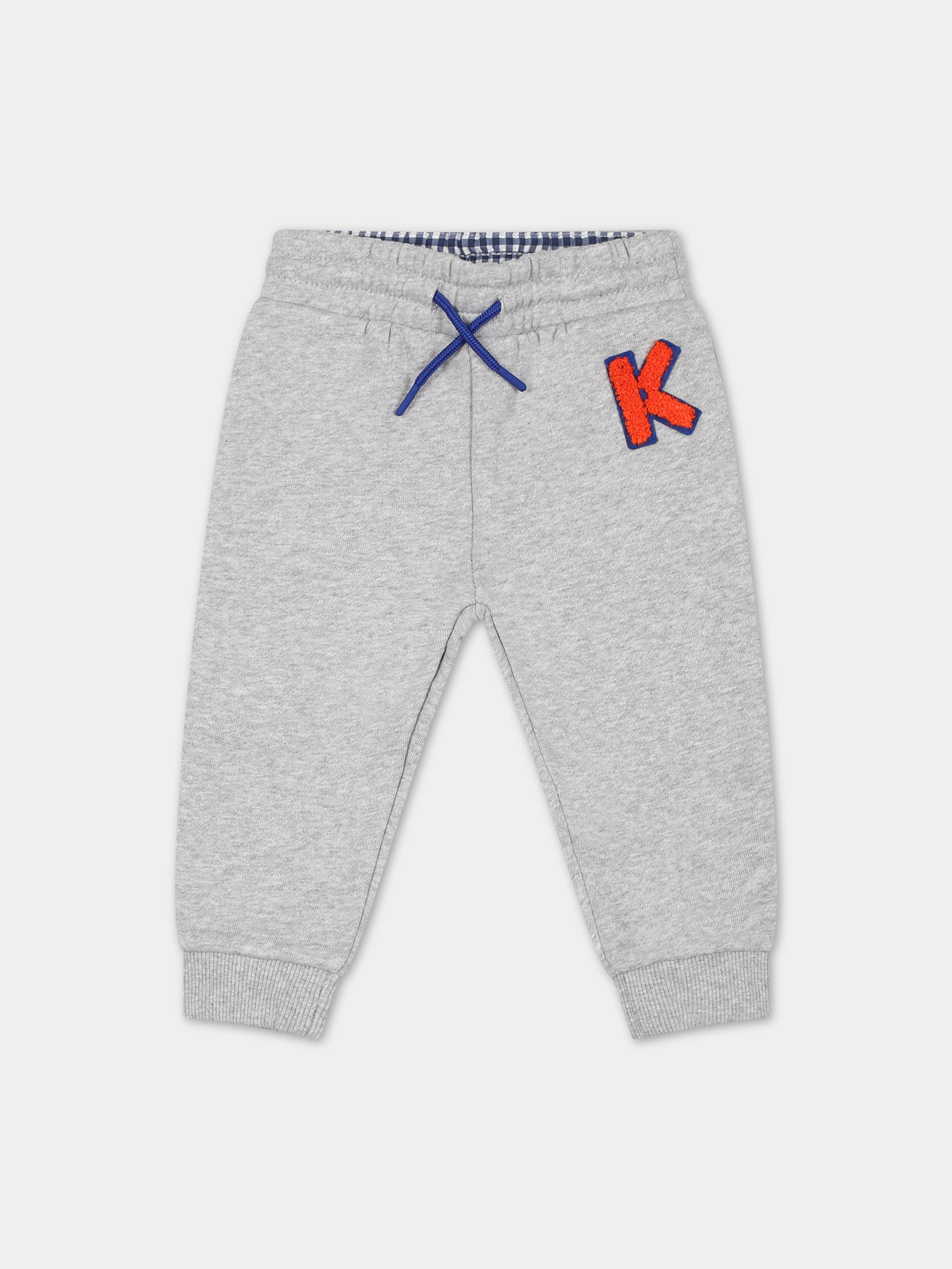 Pantalone grigio per neonato con logo,Kenzo Kids,K04238 A41